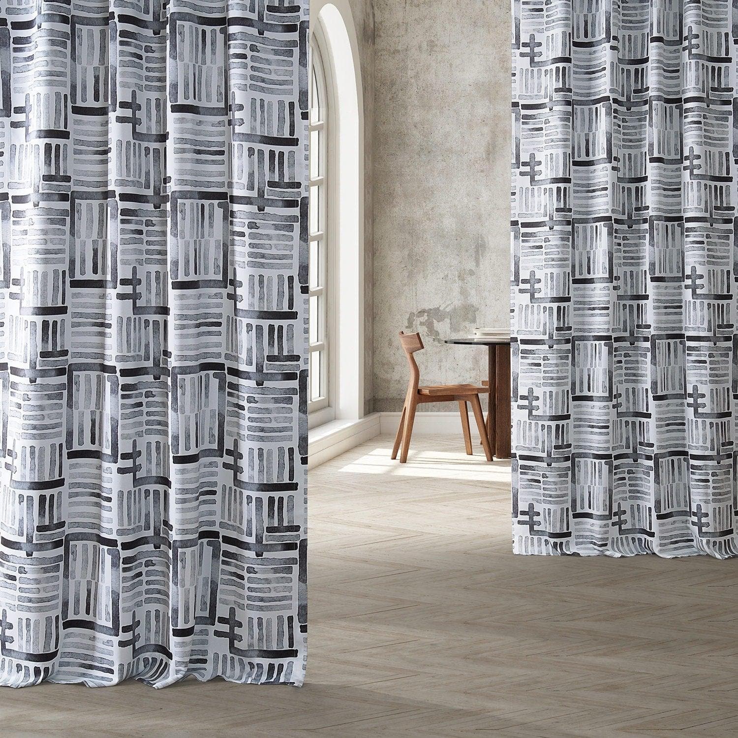 Hashtag Basic Black Abstract Room Darkening Curtains - Modern Window Treatment for Bedroom & Living Room - Light Blocking Drapes for Better Sleep & Privacy