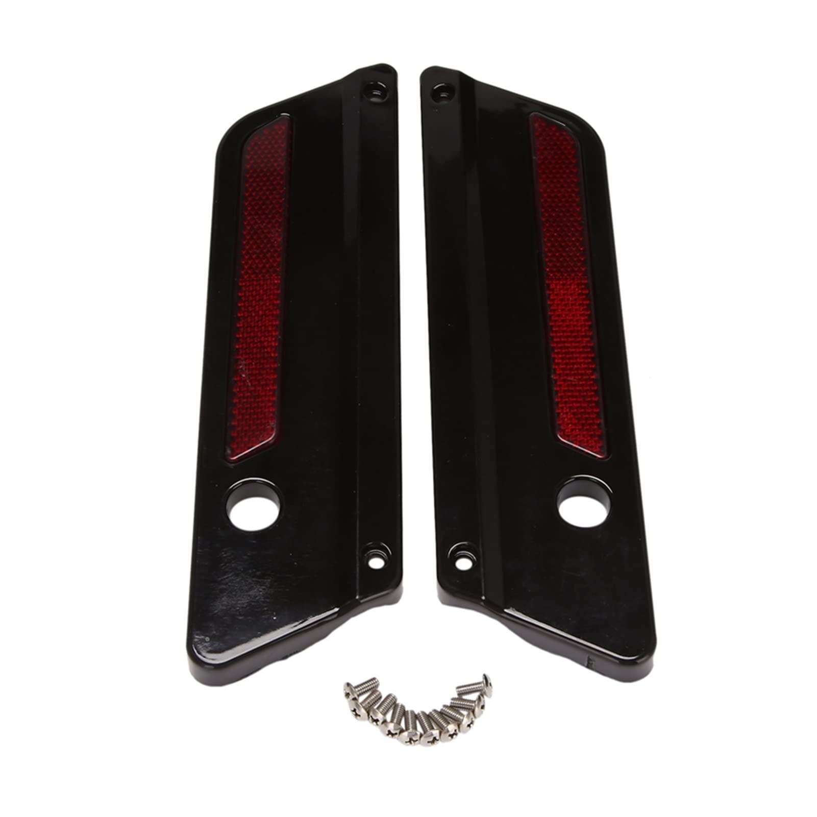 Motorcycle ABS Cut Saddlebag Latch Side Cover with Red Reflector - Compatible with Touring Hard Bags 1994-2013 - Left & Right Side Replacement Parts - Perfect for Road Trips & Long-Distance Riding