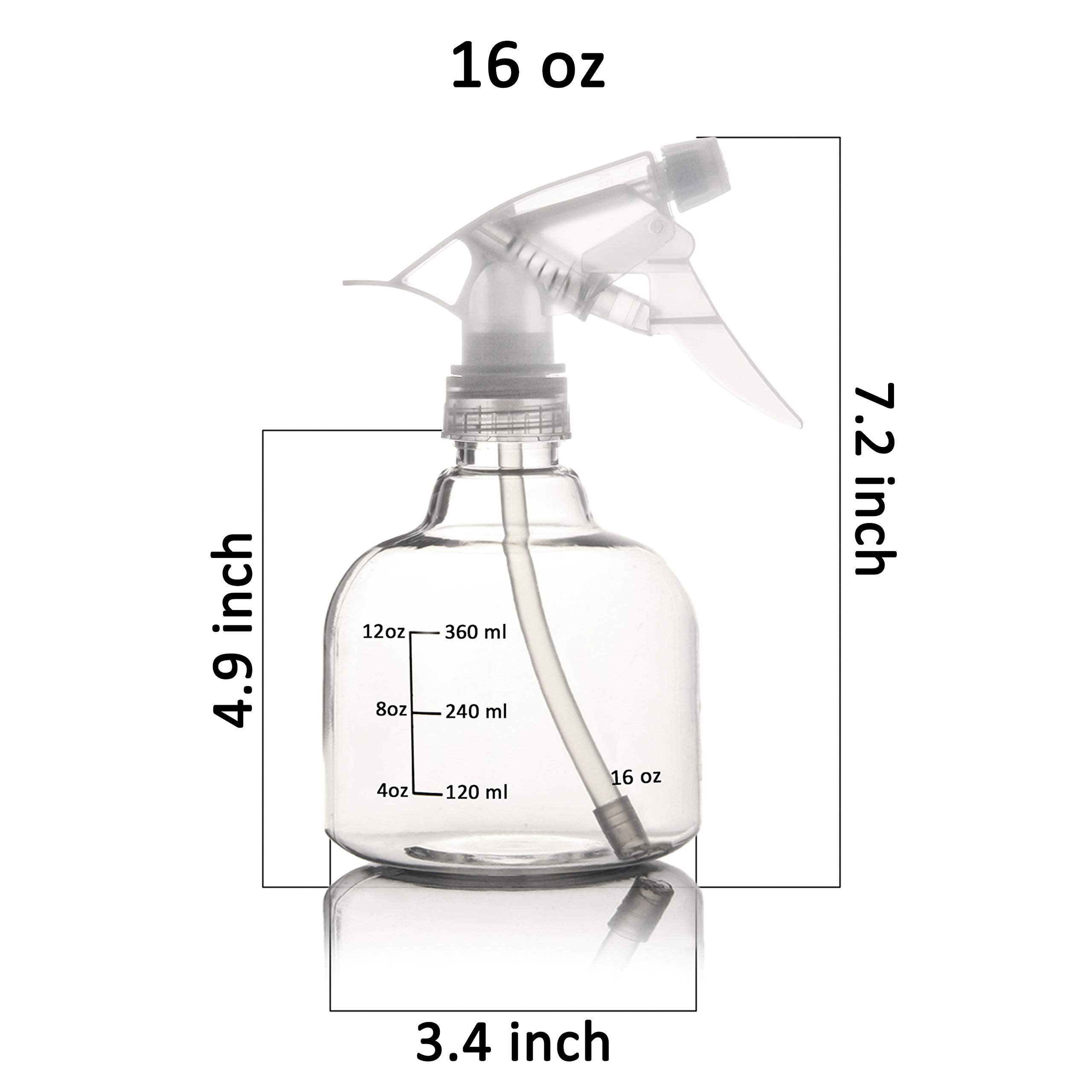 Youngever 6 Pack 16oz Empty Plastic Spray Bottles for Hair, Cleaning, Gardening & DIY Solutions - Refillable White Spray Bottles for Home, Salon, and Outdoor Use