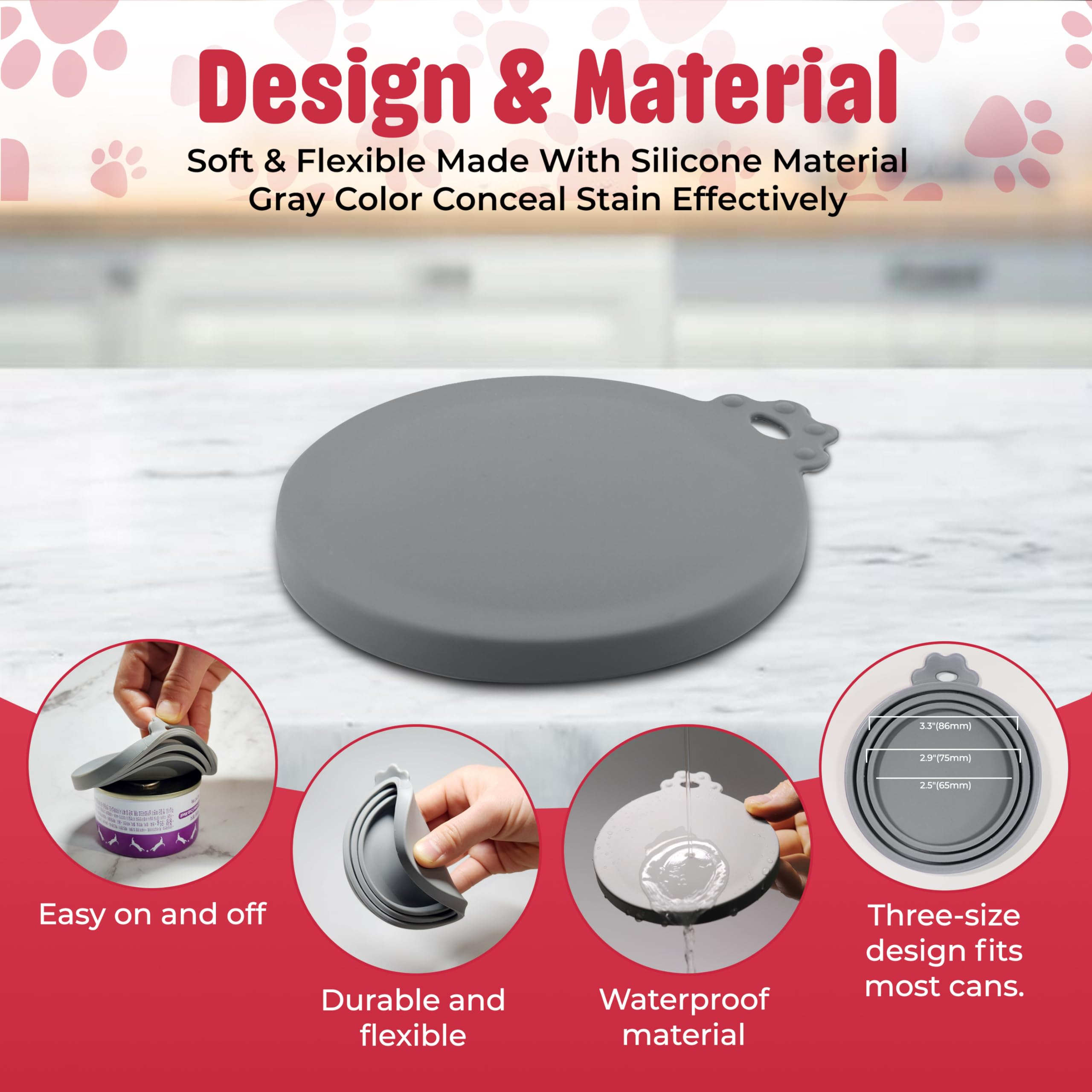 BPA-Free Silicone Food Can Lids - Universal Fit Pet Food Can Covers for Dog & Cat Food Storage - Soft Flexible Microwave-Safe Can Lids - Perfect for Freshness Preservation & Leftover Storage at Home or Travel