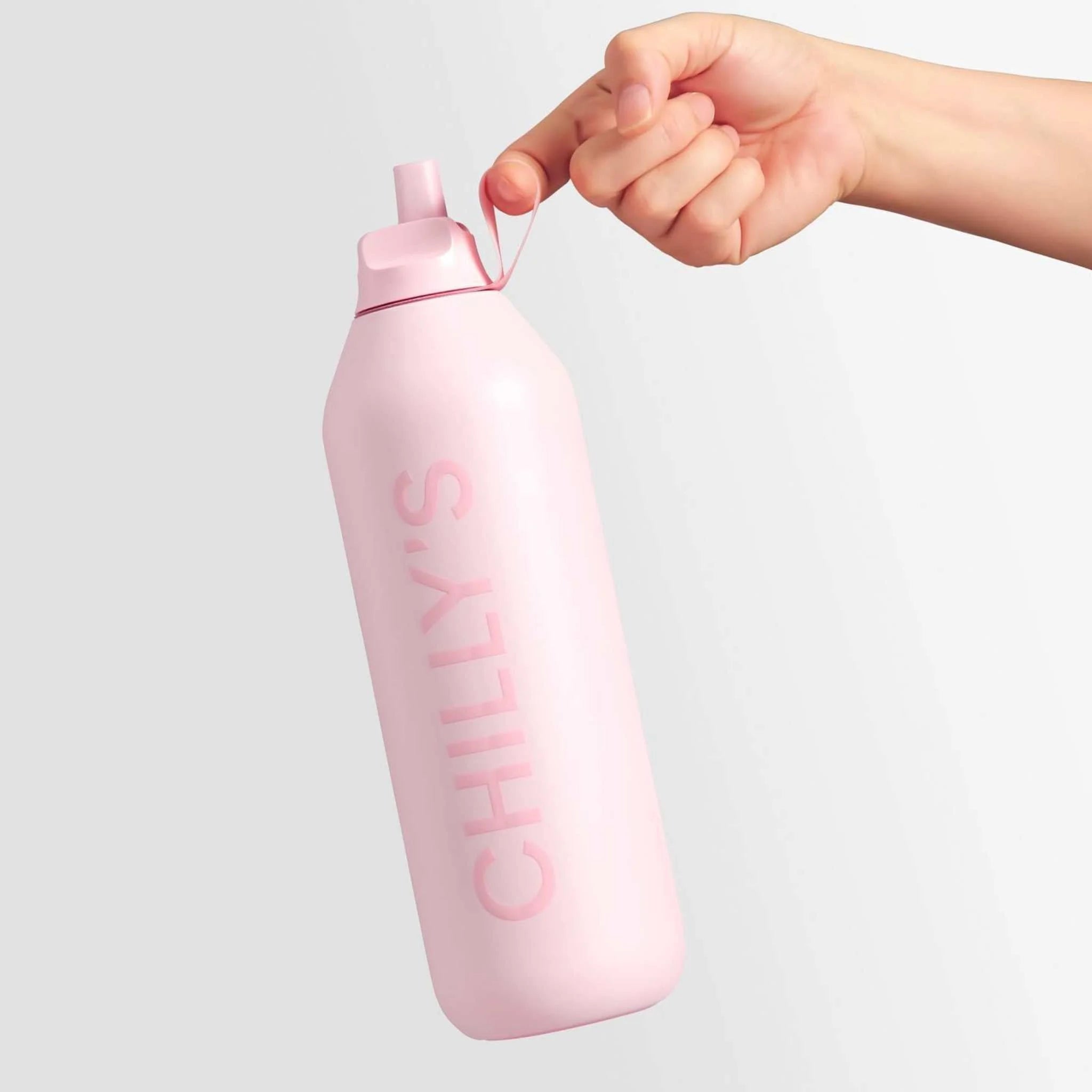 Chilly's Series 2 Insulated Flip Sports Water Bottle 1L - Leakproof Stainless Steel Vacuum Flask, Hot & Cold Temperature Retention, BPA Free - Perfect for Gym, Hiking, Travel & Outdoor Activities (Pink)