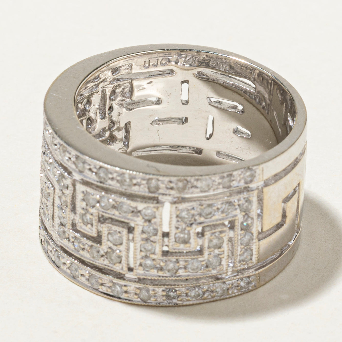 0.86ctw Diamond Geometric Wedding Band Ring for Women - Size 6.75, Elegant Stackable Engagement Ring for Brides, Anniversary Gift, Perfect for Everyday Wear & Special Occasions
