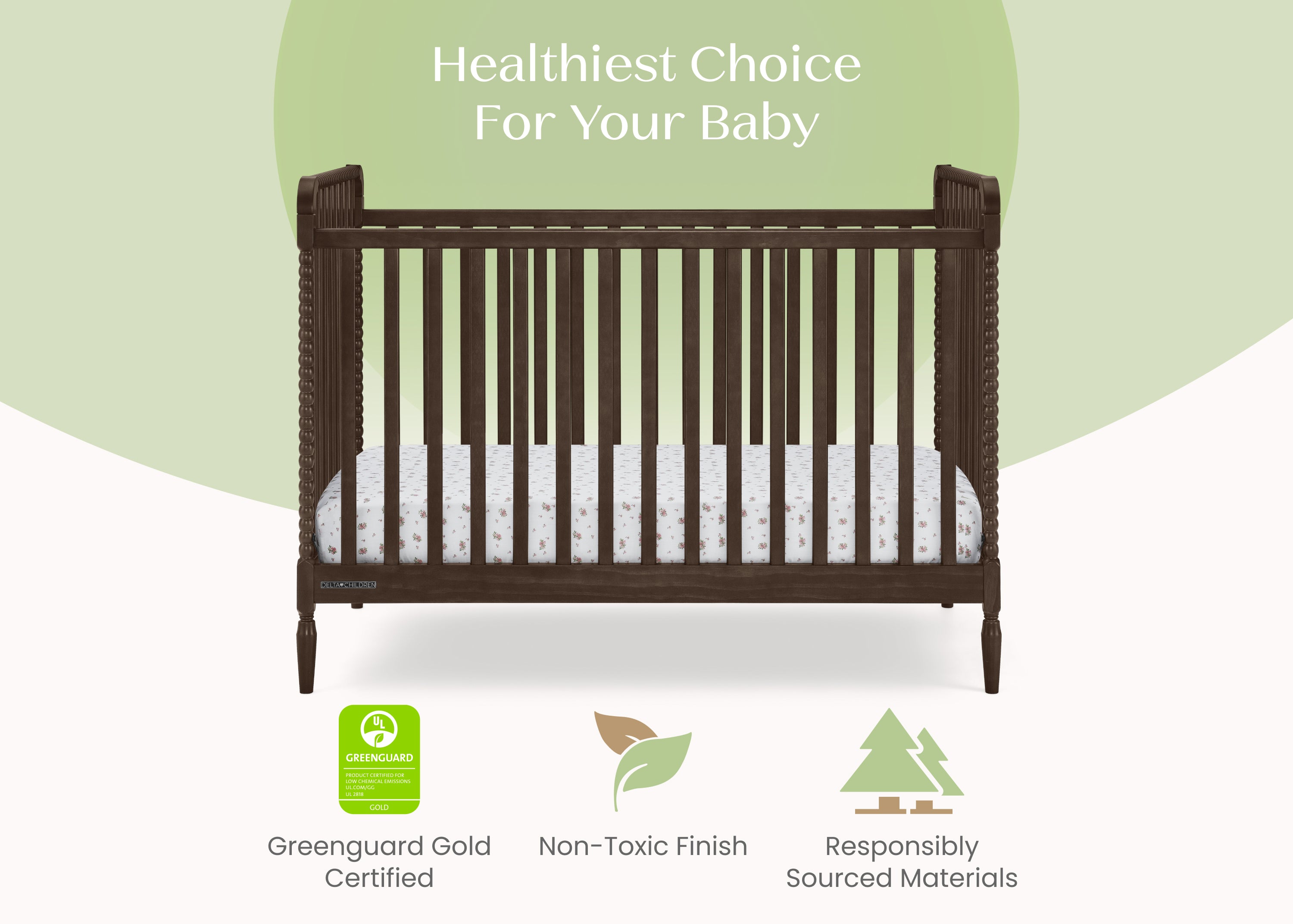 Lily 4-in-1 Convertible Baby Crib - White Nursery Furniture for Newborn to Toddler Bed | Perfect for Modern Nursery, Bedroom & Daycare