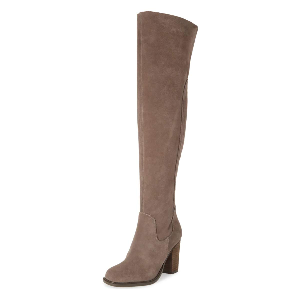 YDN Women's Sexy Over The Knee Boots - Round Closed Toe, Wide Calf, Chunky Block Heel, Faux Suede with Side Zipper - Fall Winter Dress Shoes for Women - Perfect for Parties, Date Nights & Office Wear
