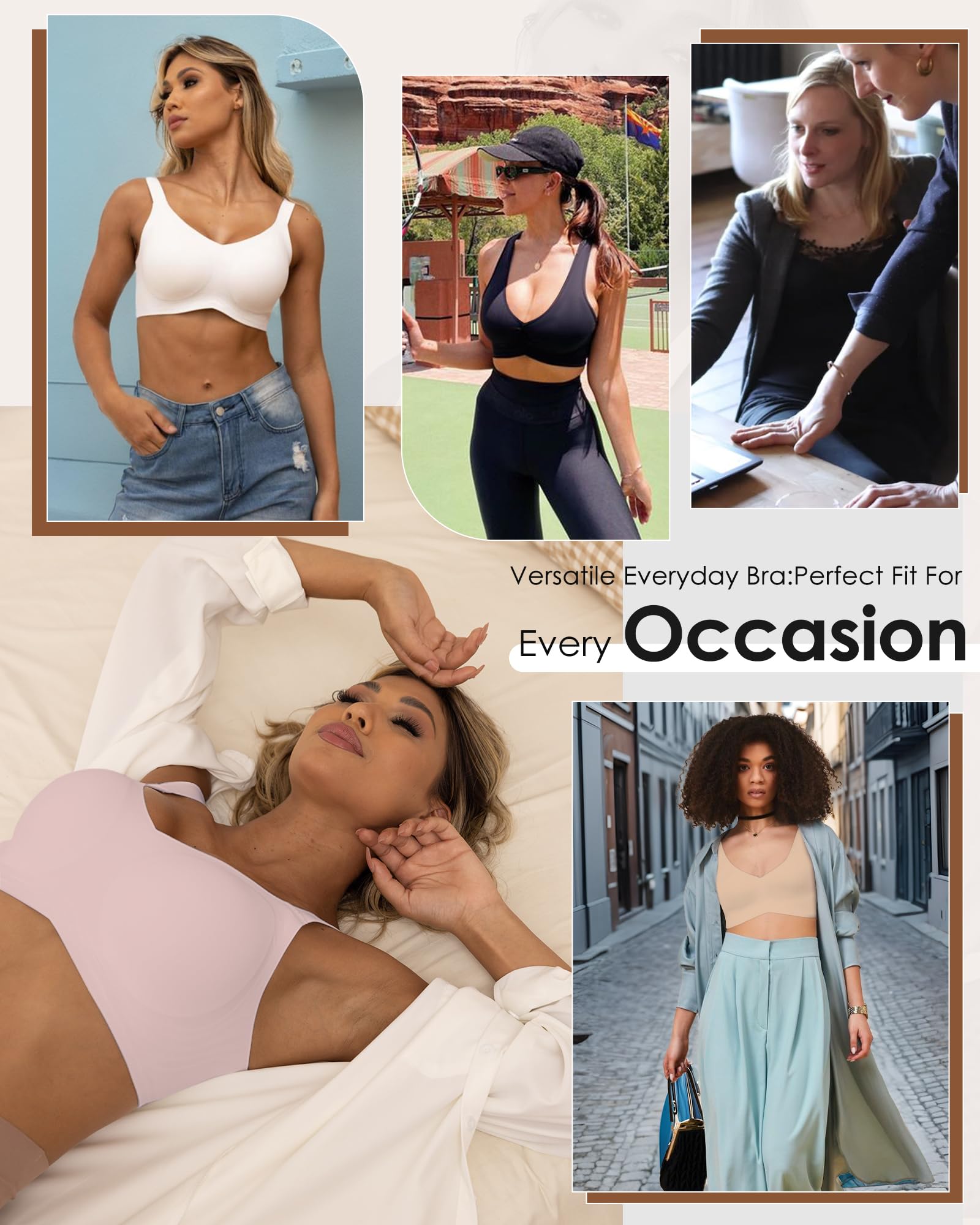 HORISUN Wireless Push Up Bra for Women - Seamless Full Coverage Comfort Bralette with Support - Perfect for Everyday Wear, Yoga & Lounge