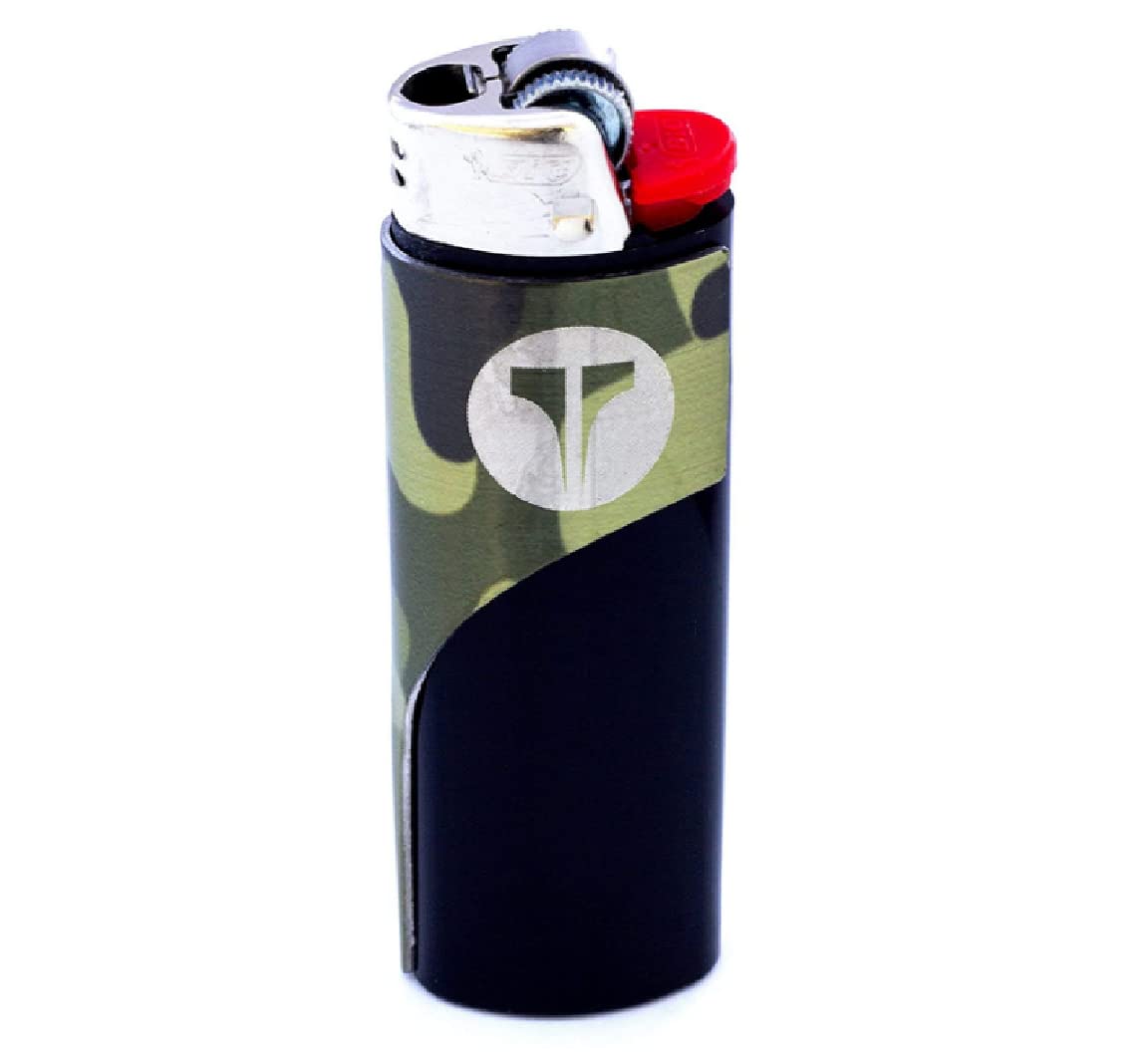 Kasher's Classic Camo Lighter Multi-Tool - Lightweight Survival Accessory with Pipe Cleaner & Cutter - Perfect for Camping, Hiking & Outdoor Adventures (Green Camo)