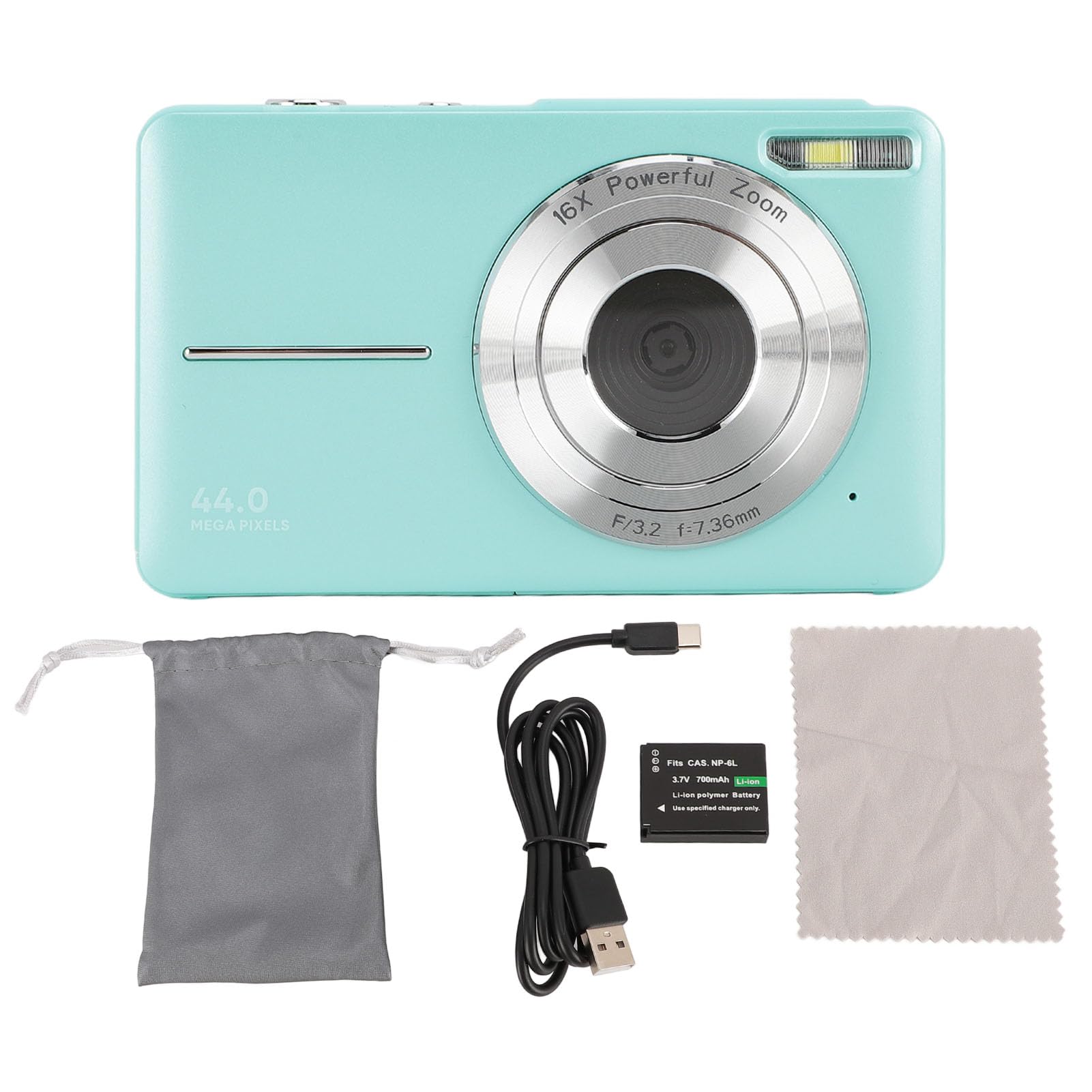 **44MP FHD 1080P Digital Camera with 16X Zoom, 2.4in IPS Screen & Anti-Shake - Compact Vlogging Camera for Kids, Students, Teens (Green) - Perfect for Travel, YouTube & Everyday Photography**