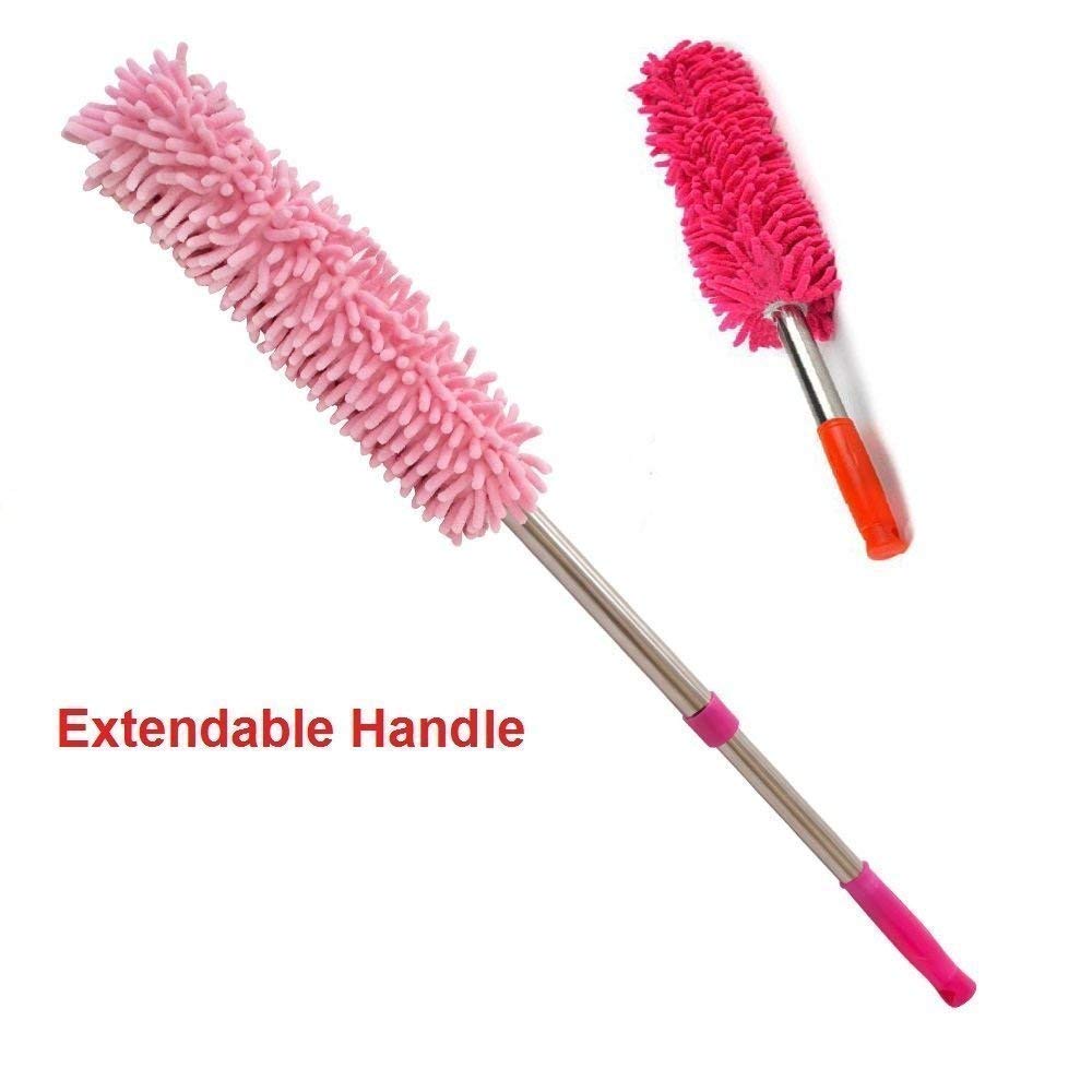 Improvhome Round Jaala Cobweb Cleaning Broom - Extendable Telescopic Microfiber Duster with Wall Hanging Handle | Multi-Purpose Dusting Tool for Ceiling Fans, High Walls & Hard-to-Reach Areas | Perfect for Home, Office & Car Cleaning