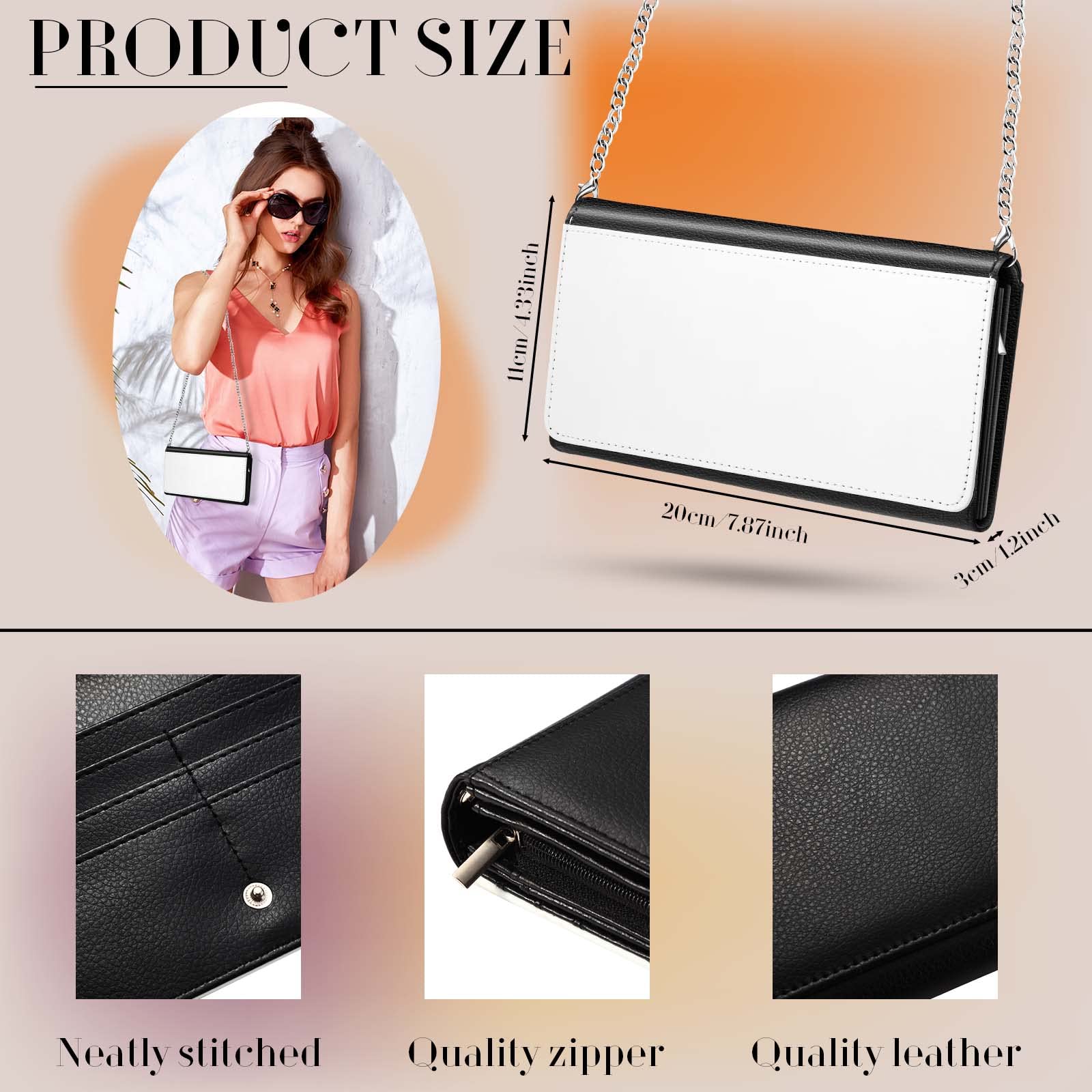 LEIFIDE Sublimation Blank Wallet for Women - DIY Heat Transfer Purse with Chain, White 5-Layer Makeup Bag | Perfect for Custom Gifts, Fashion Accessories & Travel Essentials