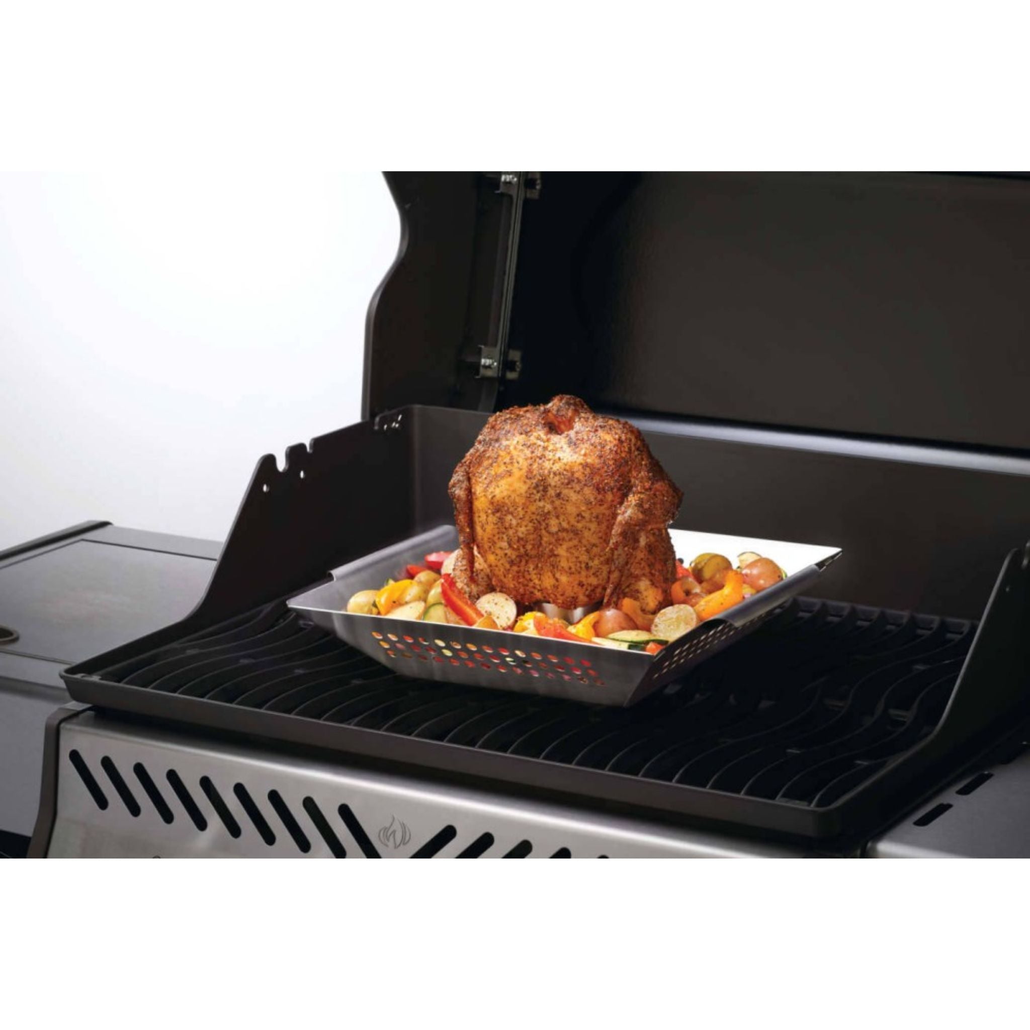 Napoleon 56024 Premium Stainless Steel Chicken Roaster & Wok Set - Perfect for Rotisserie Chicken, Stir-Fry & Outdoor Cooking | Durable & Easy to Clean