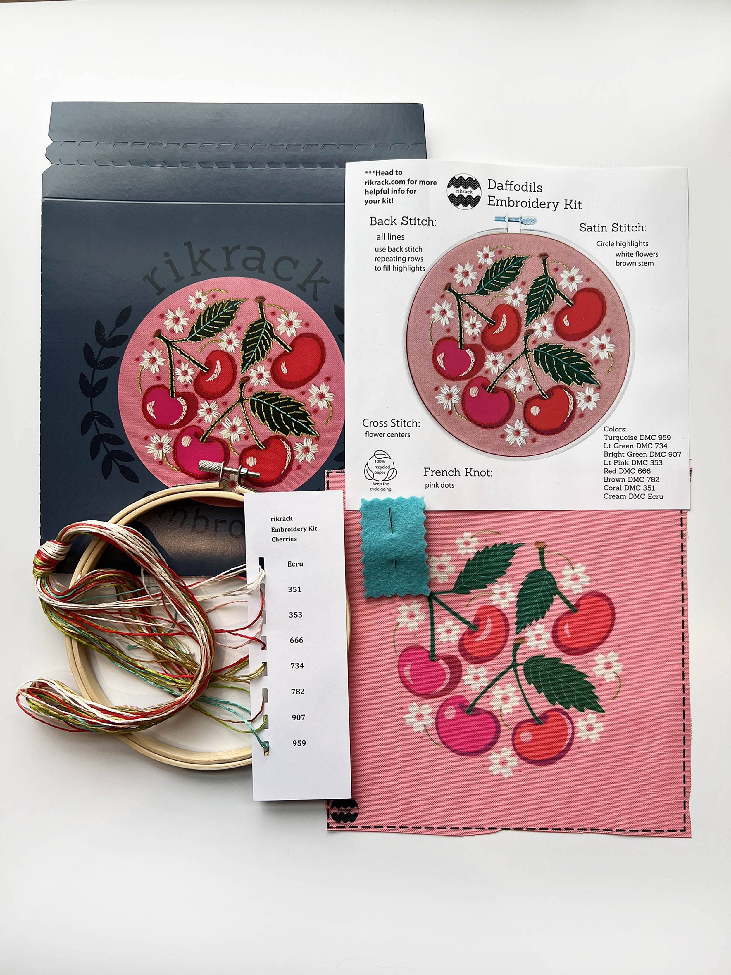 Cherry Blossom Hand Embroidery Kit for Beginners - Complete DIY Embroidery Set with Hoop, Needles & Thread - Perfect for Home Decor, Gifts & Relaxation