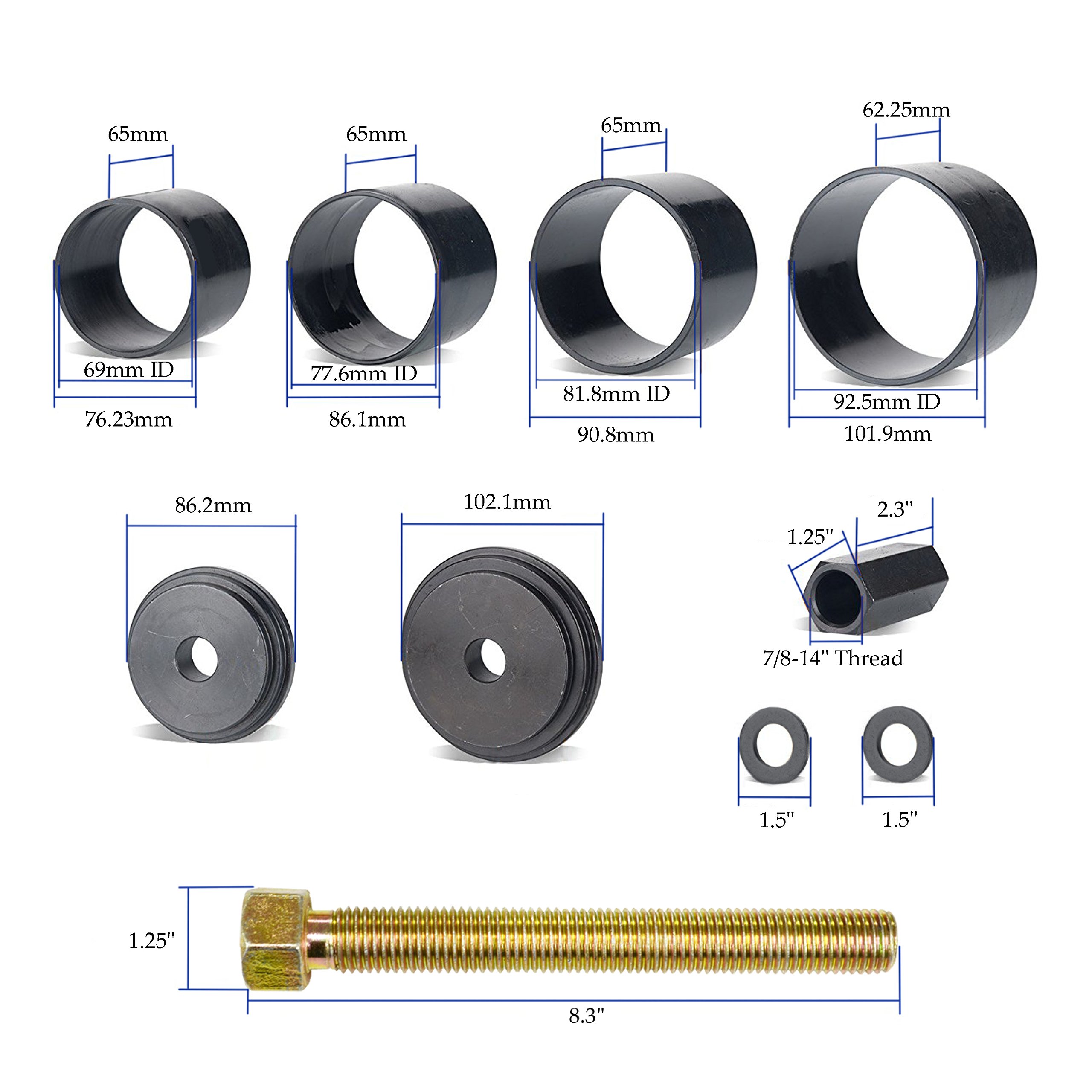 Astro Tools 78825 XL Grade 8 Drive Bolt 25-Piece Master Front Wheel Drive Bearing Puller Removal & Installer Adapter Kit - Professional Automotive Repair Tool for Wheel Hub Service