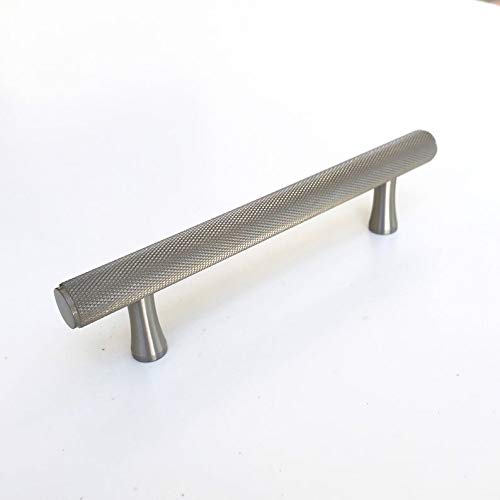 Brushed Nickel Cabinet Handles with Knurled Texture - 5