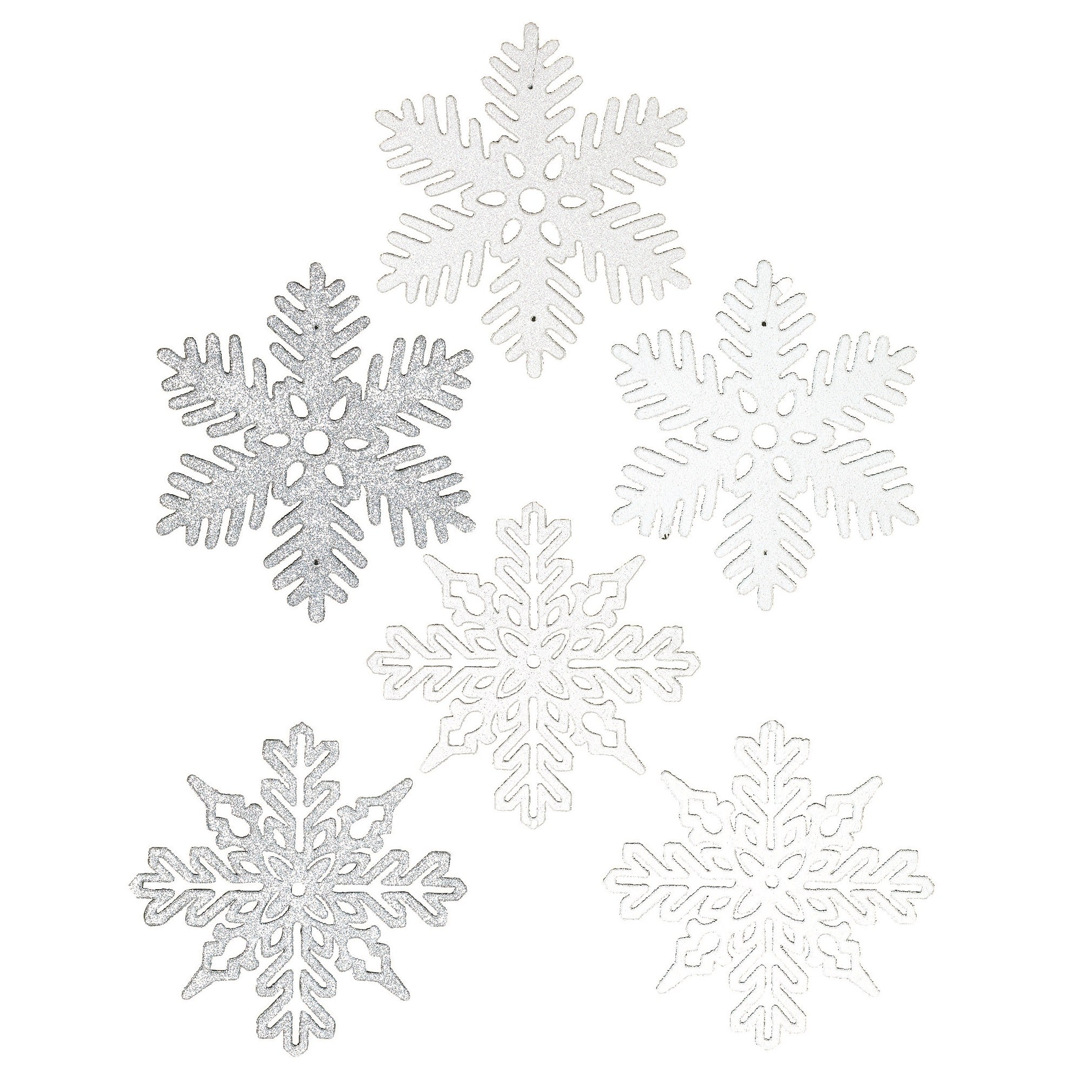 11 Pack Plastic Glitter Snowflake Ornaments for Christmas Tree Decorations - Holiday Party, Home, Office & Winter Wedding Decor