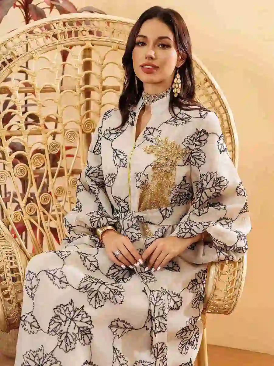 Elegant Eid Sequins Burn Out Doris Caftan Kaftan Dress for Women - Perfect for Holiday Parties, Weddings & Special Occasions #25087
