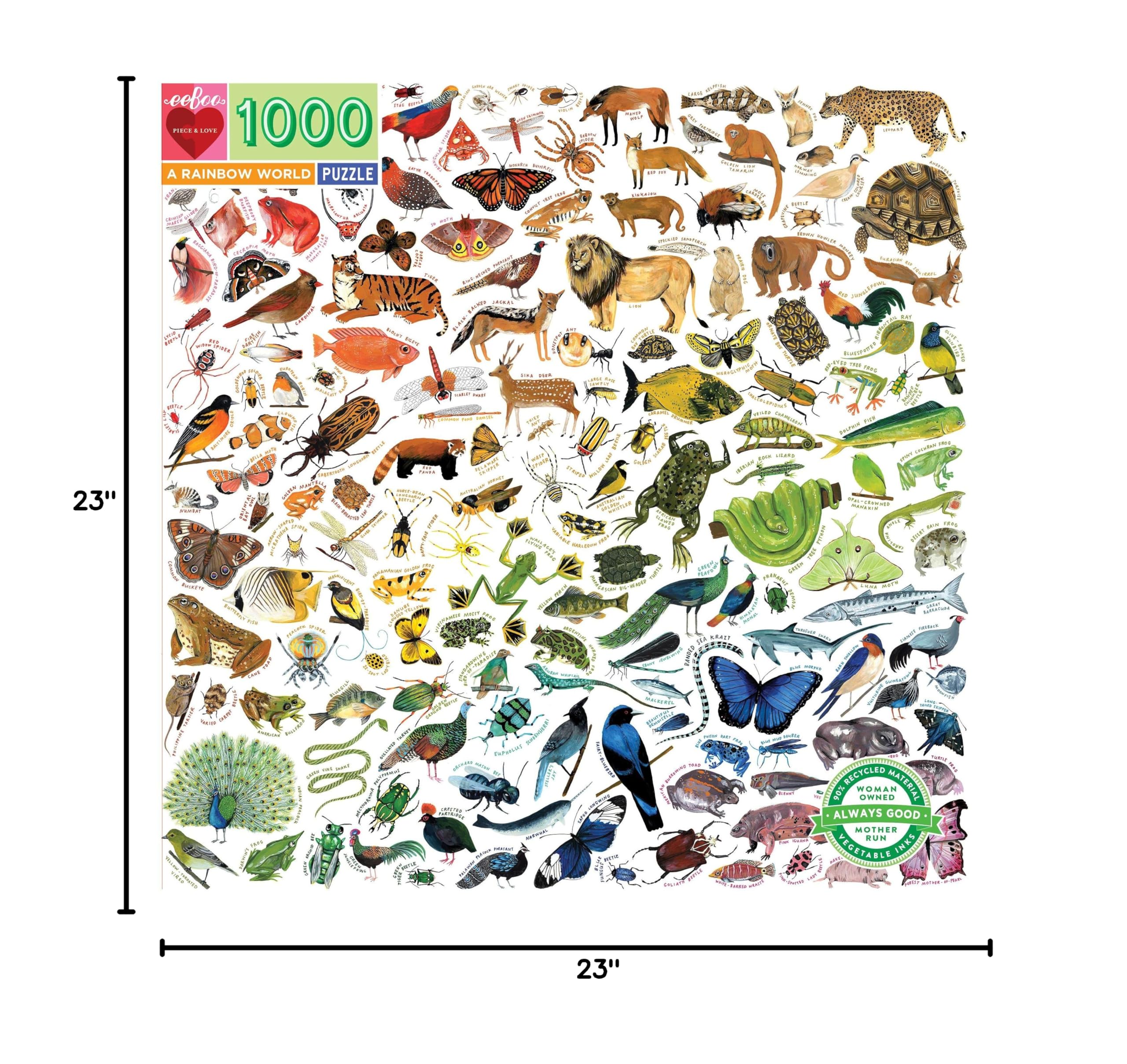 eeBoo Piece and Love A Rainbow World 1000-Piece Square Jigsaw Puzzle for Adults & Families - Premium Glossy Finish, Sturdy Pieces, Minimal Dust - Perfect for Family Game Night, Relaxation & Home Decor