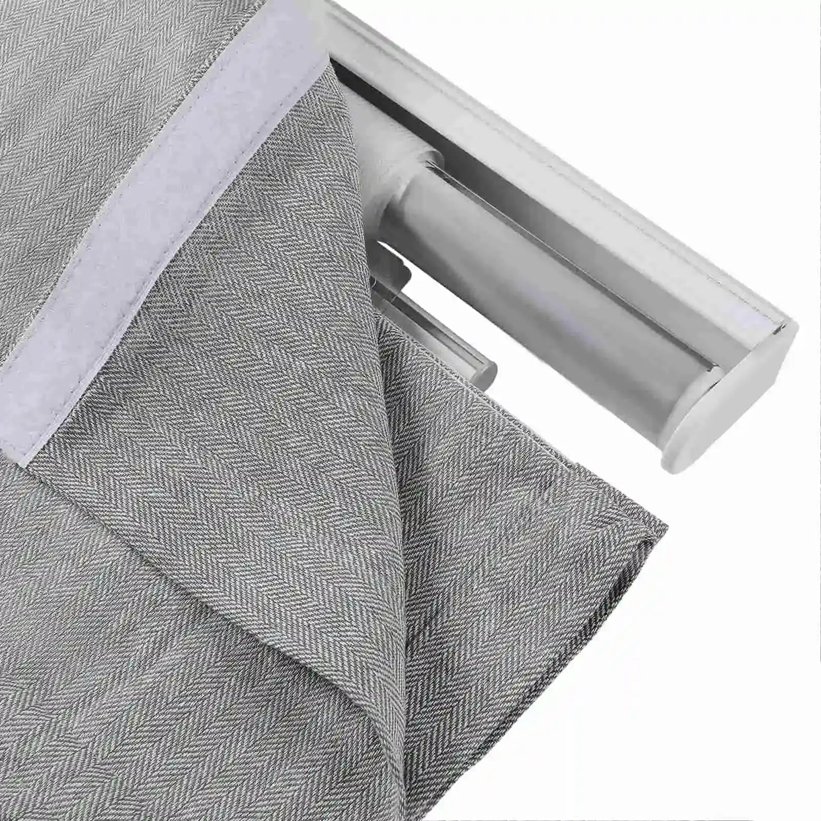 Ron Linen Cotton Herringbone Roman Shade - Cordless Window Treatment for Living Room, Bedroom & Office (Blackout/Sheer Options)