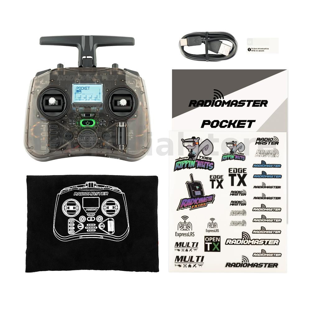 RadioMaster ELRS POCKET 2.4GHz Radio Transmitter Controller with Built-in Battery - Compact & Lightweight RC Controller for FPV Drones, RC Cars, and DIY Robotics Projects