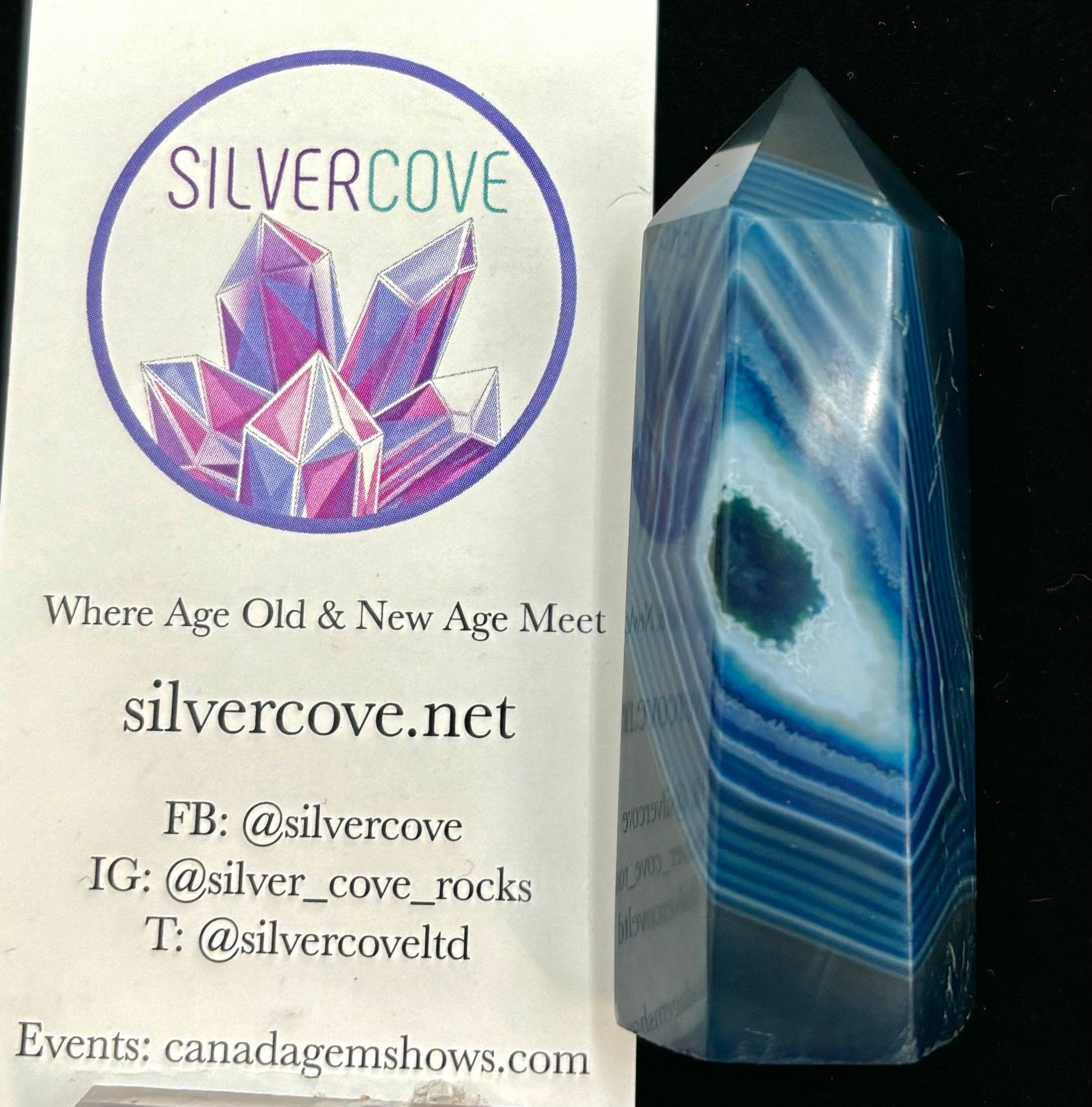 Natural Blue Dyed Agate Crystal Tower - Healing Stone for Meditation, Reiki, Feng Shui & Home Decor