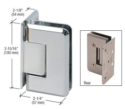 CRL Chrome Cologne 544 Series 5176 Pre-Set Wall Mount Offset Back Plate Hinge - Heavy Duty Cabinet & Door Hardware for Bathroom, Kitchen & Commercial Use