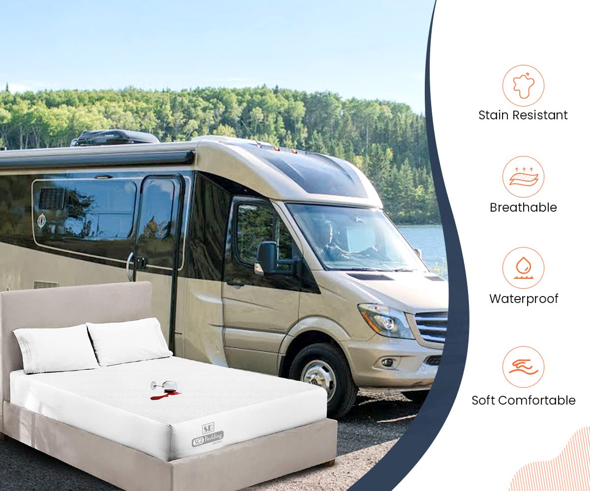 Waterproof & Breathable RV Bunk Mattress Protector 24x72 - Super Soft Terry Cotton Cover for Trucks, Campers & Travel Trailers - Fits up to 15