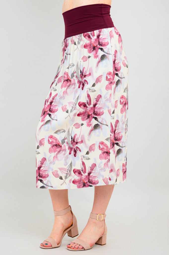 Floral Linen Bamboo Blythe Skirt for Women - Summer Boho Skirt for Beach, Vacation & Casual Outfits