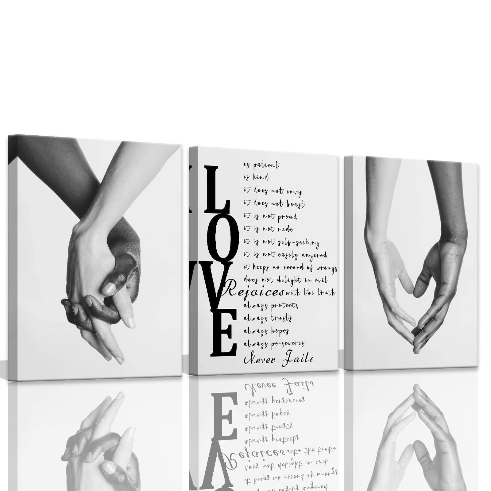 Black and White Canvas Wall Art Set - 3 Piece 12x16 Inch Modern Abstract Paintings for Bedroom & Living Room Decor - Perfect for Couples Home Wall Decor, Housewarming Gift & Apartment Aesthetic