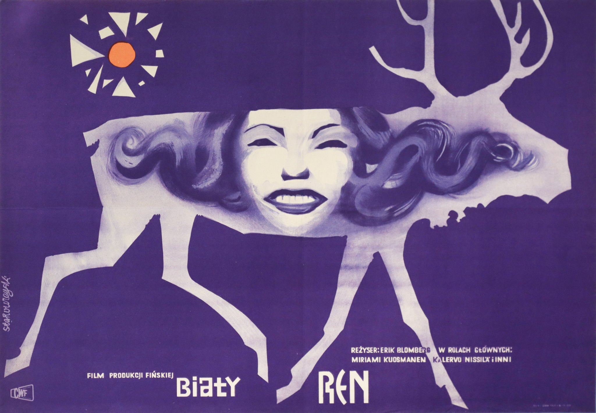 1952 Polish Film Poster - Biaty Ren (The White Reindeer) by Erik Blomberg - Starowieyski Artwork - Vintage Movie Collectible for Home Theater & Cinema Decor