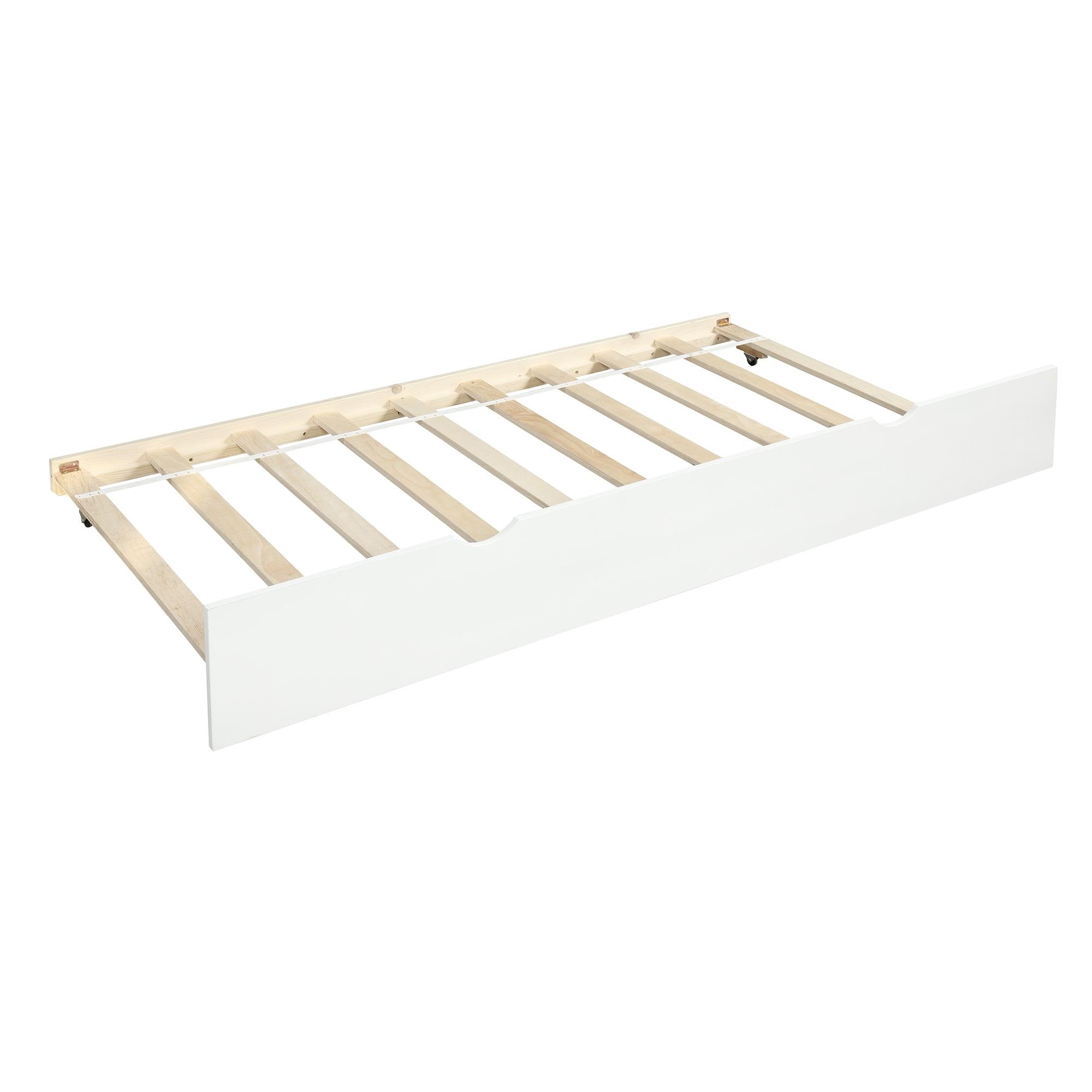 White Twin Size Daybed with Trundle Frame Set - Perfect for Guest Rooms, Dormitories & Small Spaces