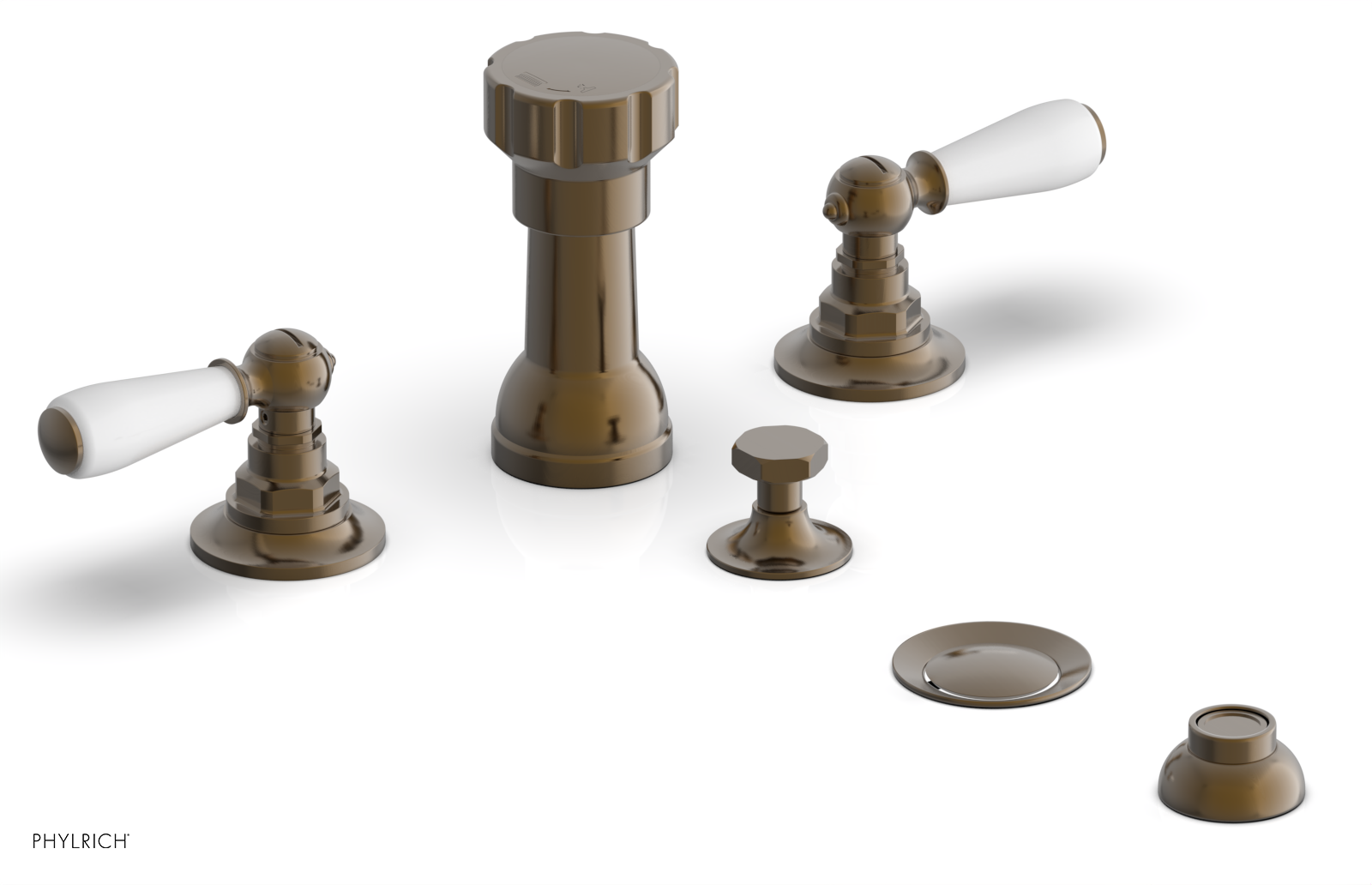 Jamestown 4-Hole Bidet Faucet Set with Lever Handles & White Accents - 165 61 - Perfect for Modern Bathroom Upgrades & Hygienic Toilet Solutions