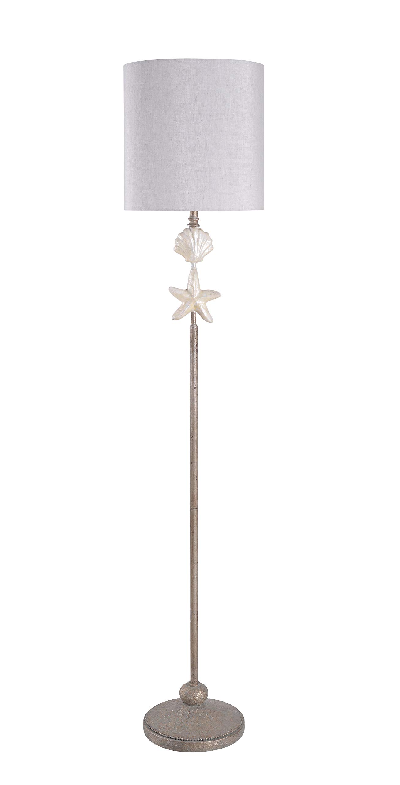 Kenroy Home 33152MOP Concha Floor Lamp - Silvered Gold Finish with Mother of Pearl Accents | Elegant Lighting for Living Room, Bedroom & Office Decor