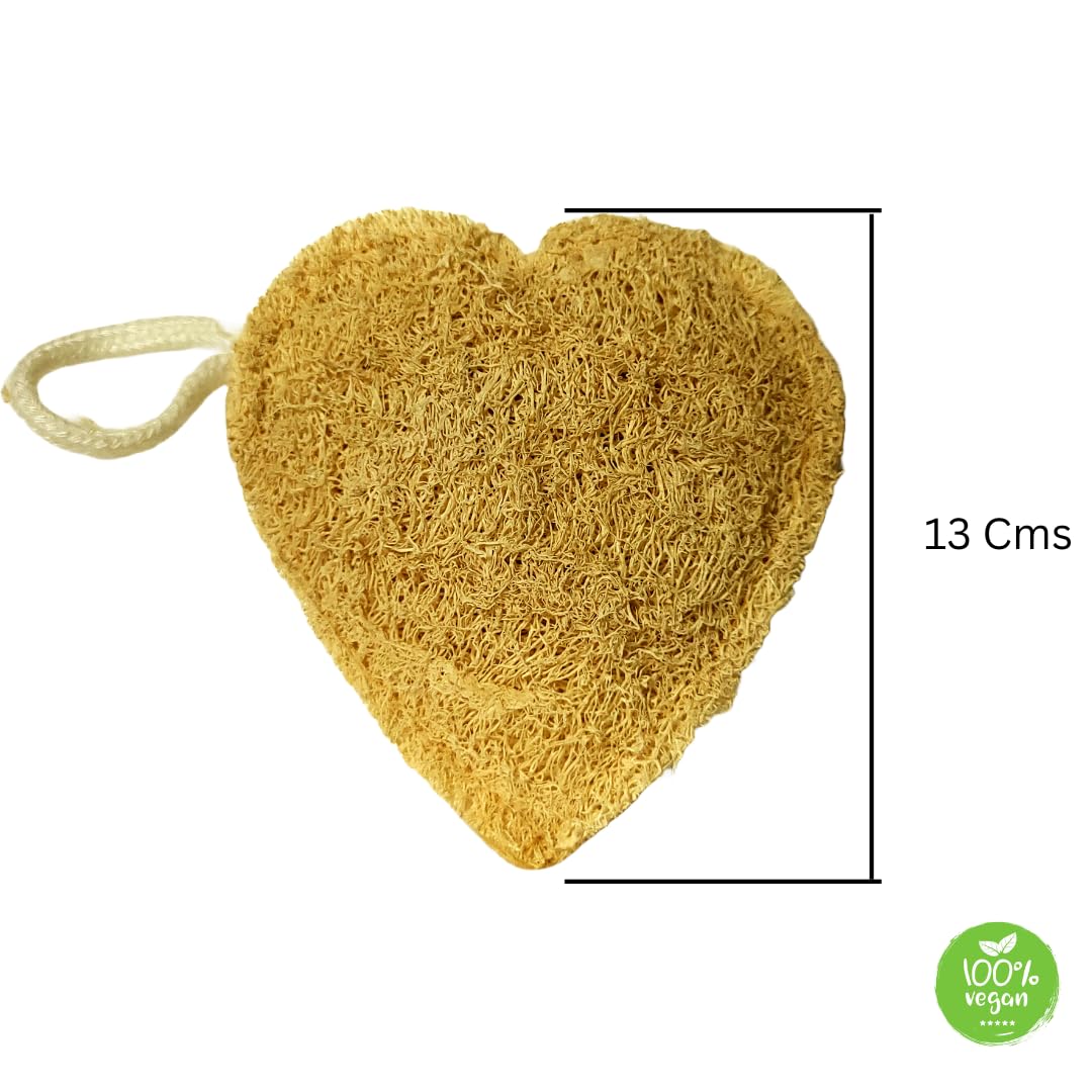 DILSAY HERBZ Organic Loofah Sponge for Exfoliating - Natural Bath & Body Scrubber for Face, Back & Shower - Eco-Friendly Spa Scrub (Heart & Round Shapes, Pack of 3) - Perfect for Daily Skincare & Relaxing Bath Time