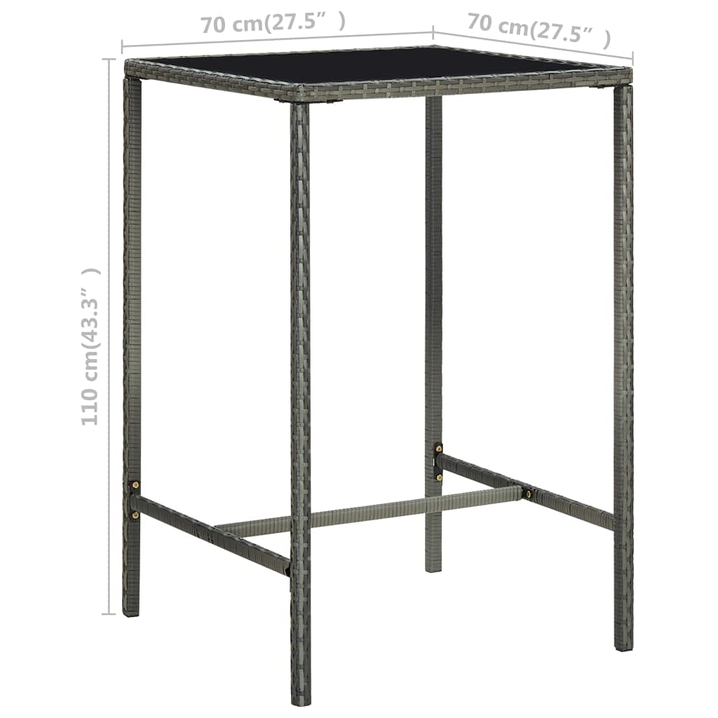 Outdoor Patio Dining Table - Rectangle Bistro Table with Tempered Glass Top & Steel Frame - Coffee Table, Console Table for Garden, Lawn, Backyard - Durable Poly Rattan Furniture for Picnics, Entertaining & Relaxation