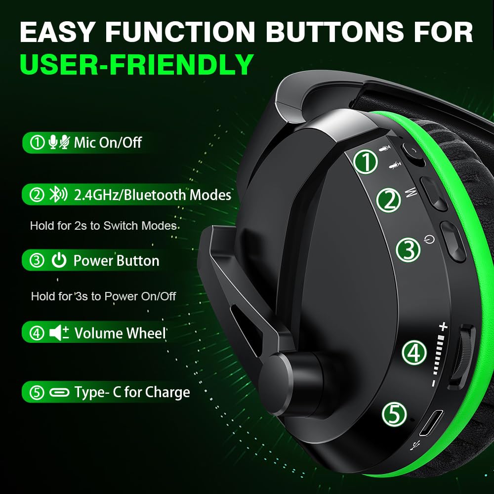 X3 Wireless Gaming Headset for Xbox Series X|S, Xbox One, PS5, PC, Mac, Nintendo Switch - Bluetooth Gaming Headphones with Noise Cancelling Mic, 60H Battery Life, Low Latency - Perfect for Gaming, Streaming & Online Chat