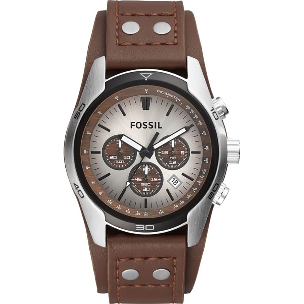 Fossil Men's Coachman Stainless Steel & Leather Casual Quartz Watch - Stylish Business & Everyday Wear for Men