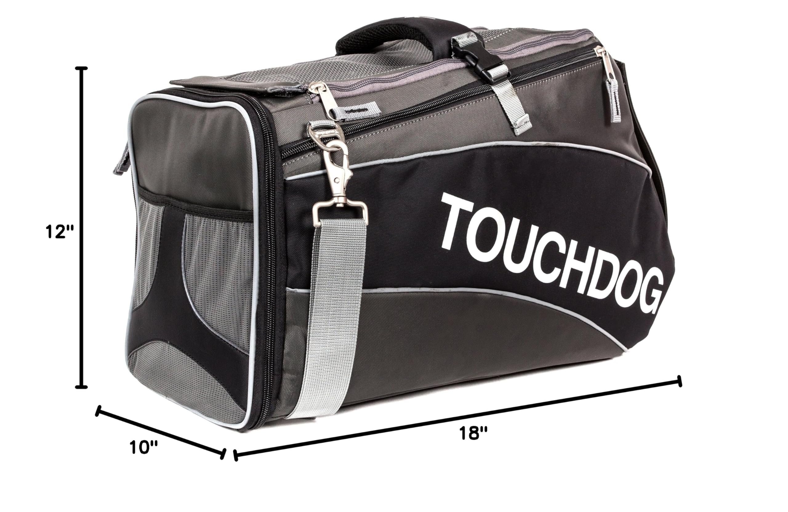 TOUCHDOG Airline Approved Pet Carrier - Water Resistant Dog Travel Bag for Small to Medium Dogs, Lightweight & Durable, Jet Black - Perfect for Air Travel, Road Trips, and Outdoor Adventures