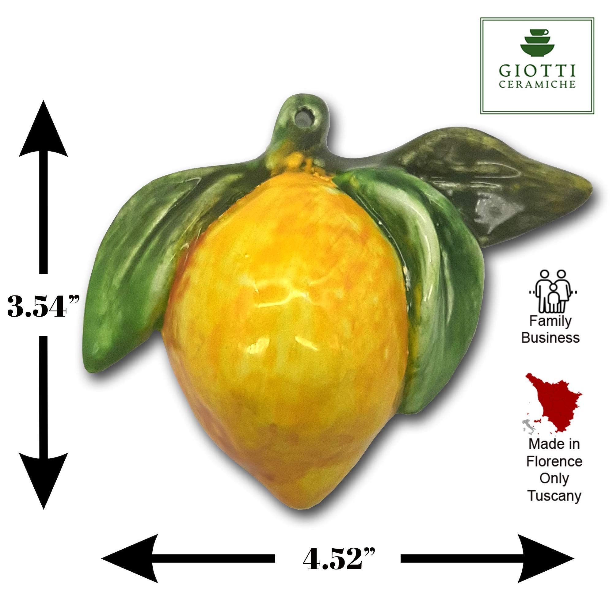 Hand Painted Italian Ceramic Lemon Decor Set of 3 - Lifelike Artificial Fruit Kitchen Wall Decor - Italian Pottery Home Decor for Kitchen, Dining Room & Farmhouse Style - Perfect for Wall Art, Table Centerpiece & Gift Giving