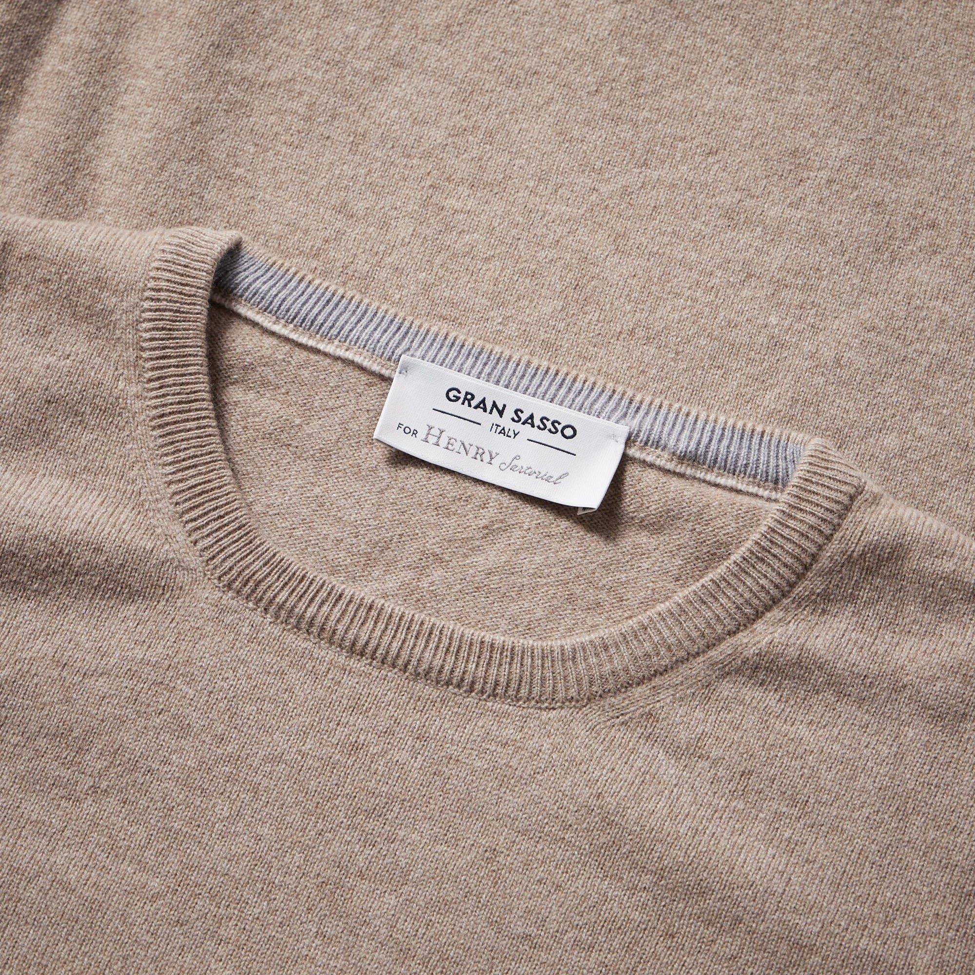 GRAN SASSO X HENRY SARTORIAL Men's Premium Natural Crew Neck Knit Sweater - Soft Casual Pullover for Fall & Winter Outfits