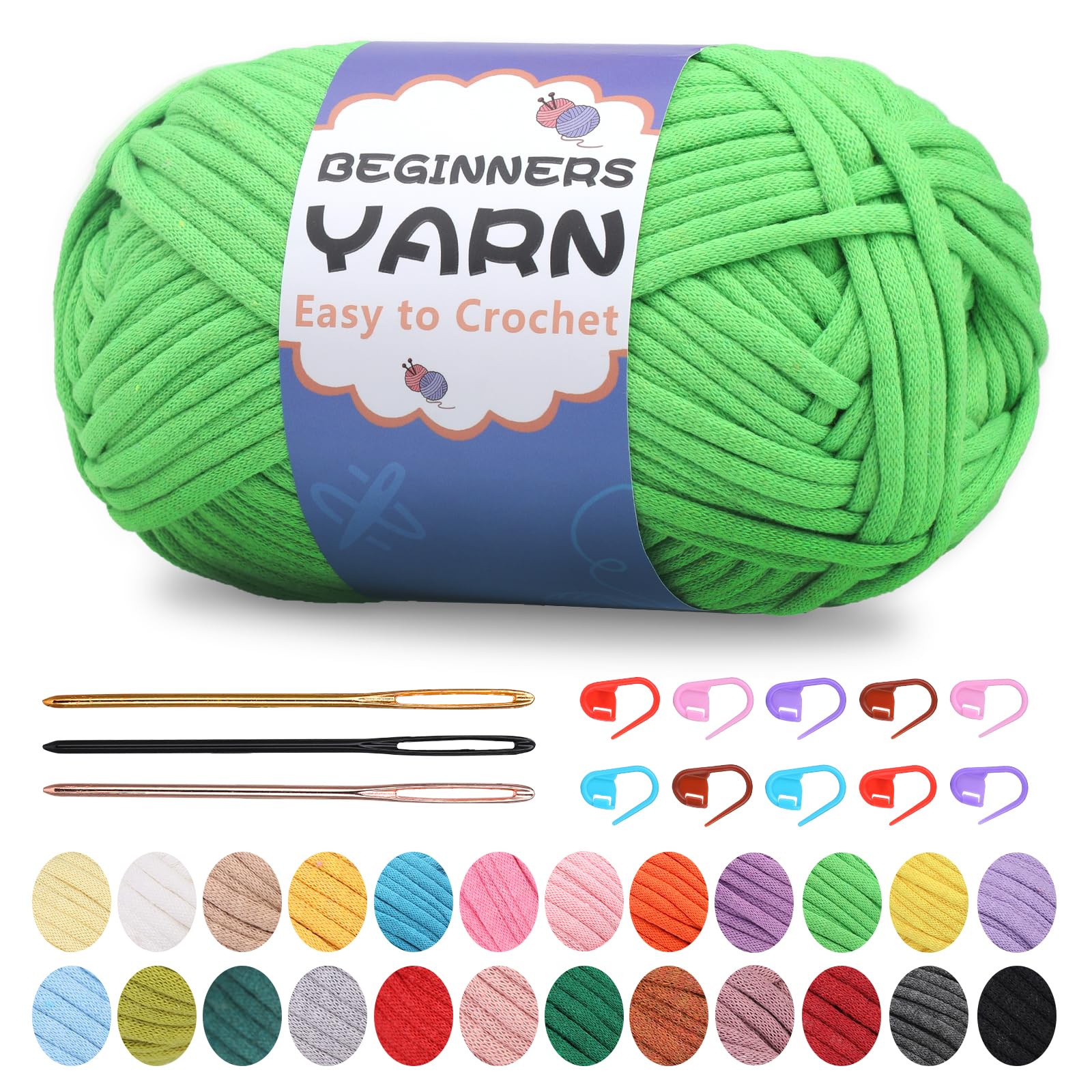 200g/7Oz Soft Acrylic Crochet Yarn for Beginners - Easy-to-See Stitches, Knitting & Crafting Supplies (Green) - Perfect for Scarves, Blankets & DIY Home Decor Projects