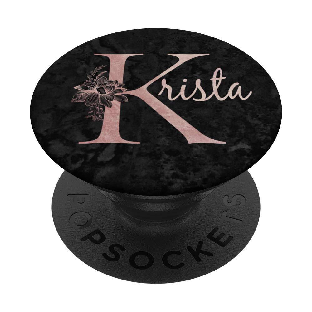 Krista Name Personalized Pink Rose on Black Design Tumbler - Custom Insulated Coffee Cup for Women, Gift for Her - Perfect for Office, Travel, and Daily Use