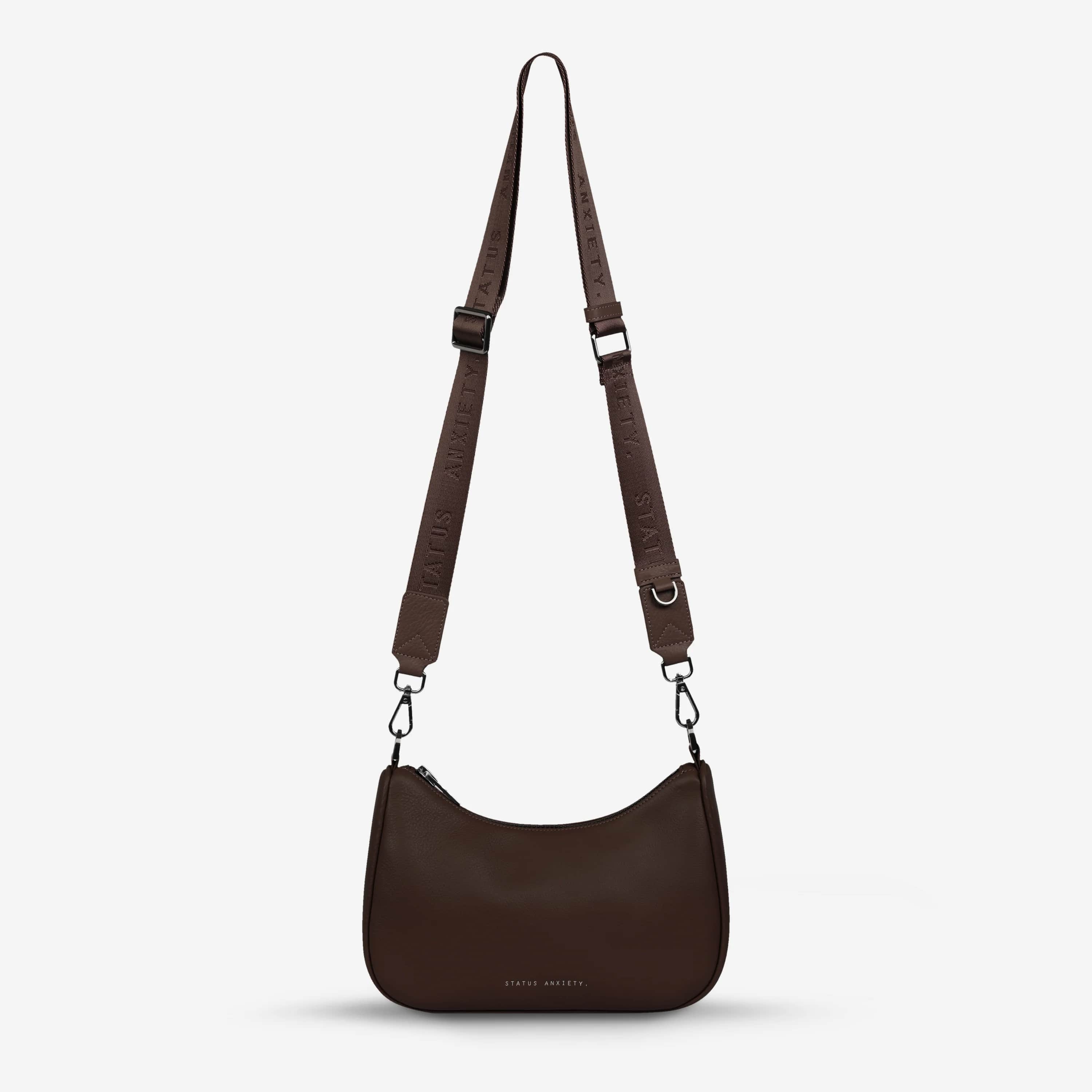 Status Anxiety Look Both Ways Bag in Cocoa - Stylish Crossbody Purse for Women, Perfect for Work, Travel & Everyday Use