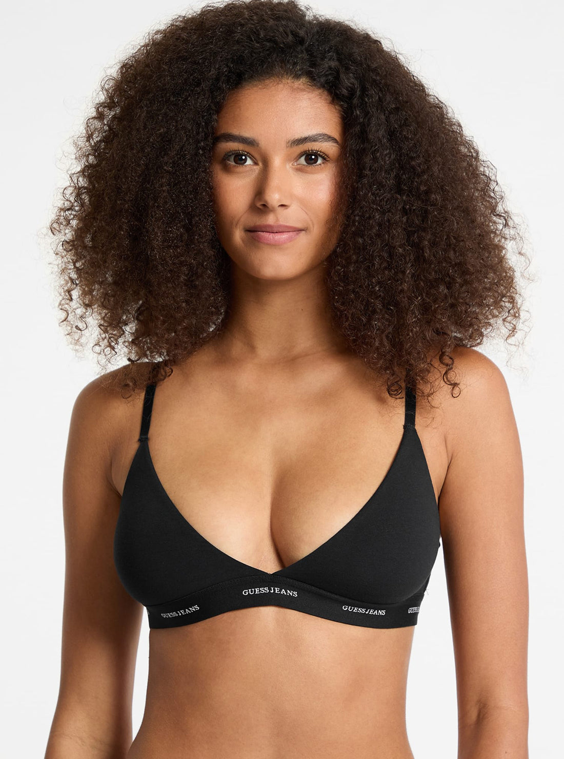 Guess Women's Black Triangle Bralette - Comfortable Lace Bralette for Everyday Wear | Perfect for Layering, Casual Outfits & Lounge Wear