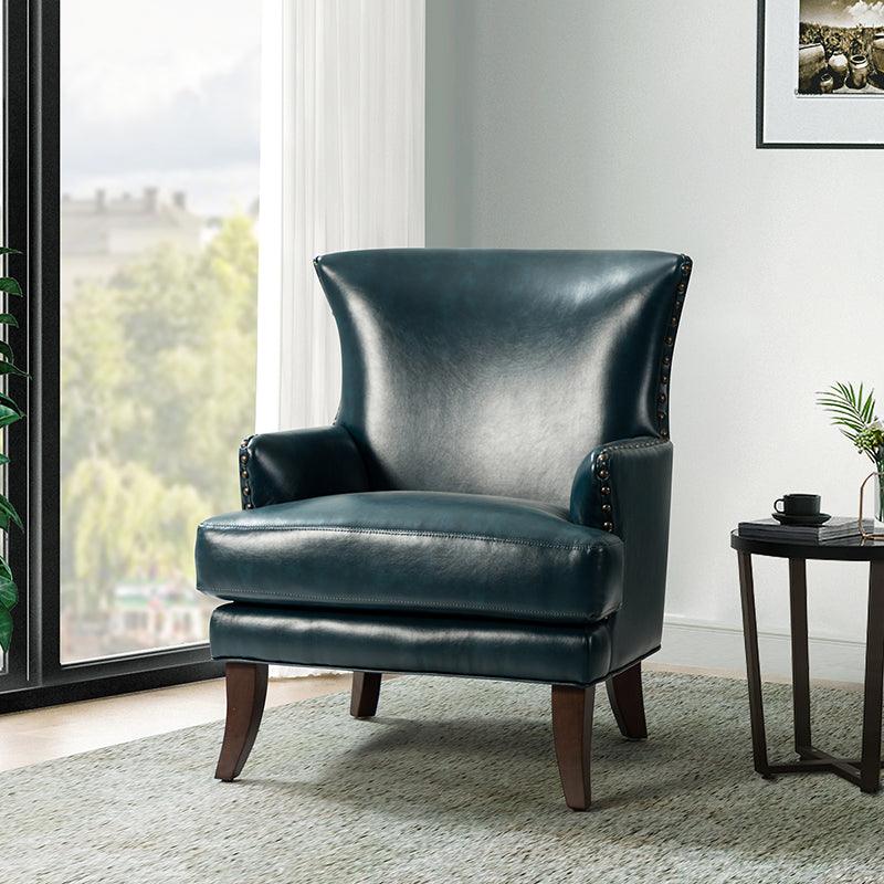 Brooklyn Vegan Leather Armchair - Modern Faux Leather Lounge Chair for Living Room, Office & Dorm - Comfortable Mid-Century Style Accent Chair