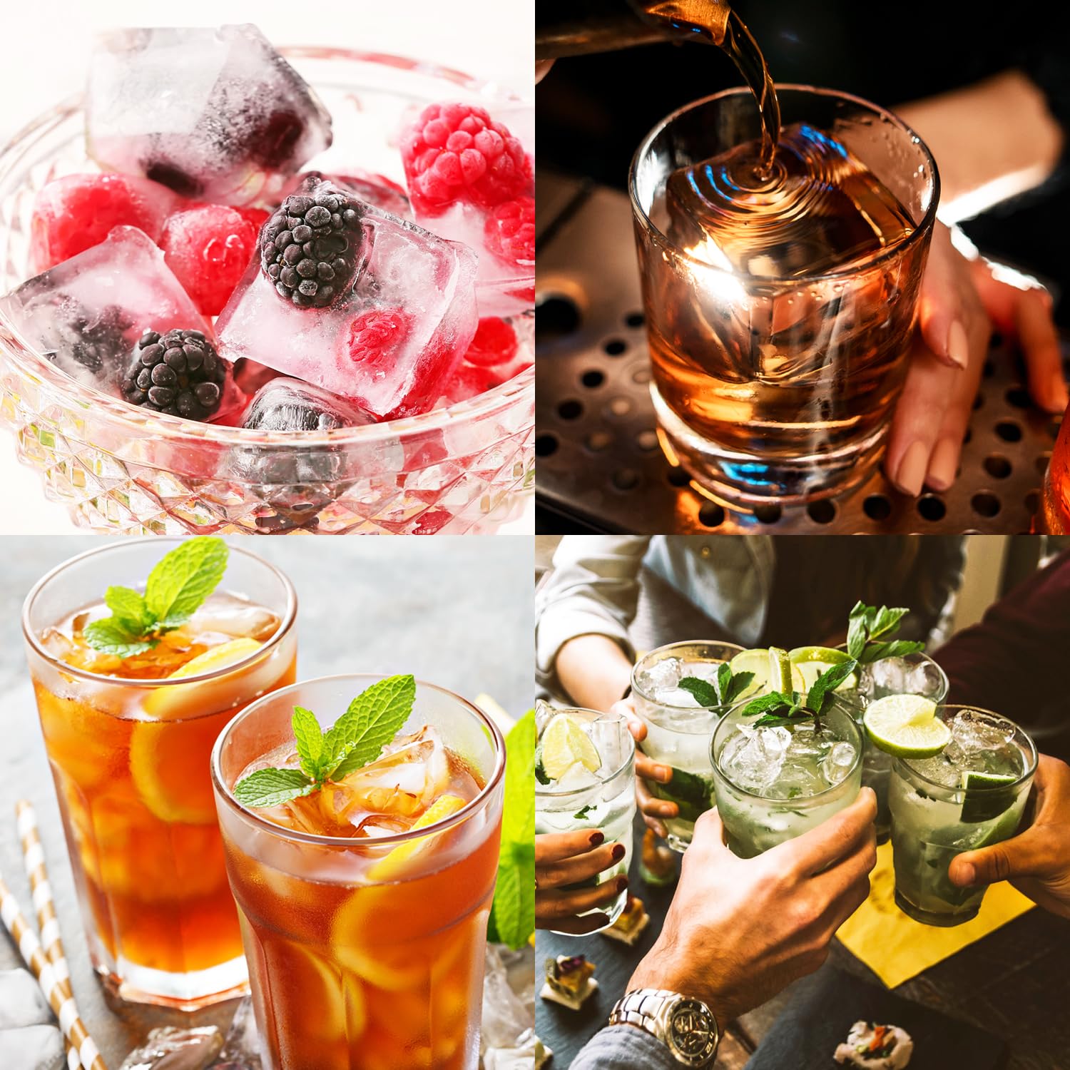 VEHHE 2 Pack Large Reusable Ice Cube Trays with Lids - Easy Release Silicone Ice Cube Molds for Whiskey, Cocktails & Drinks - Perfect for Home Bars, Parties & Summer Beverages