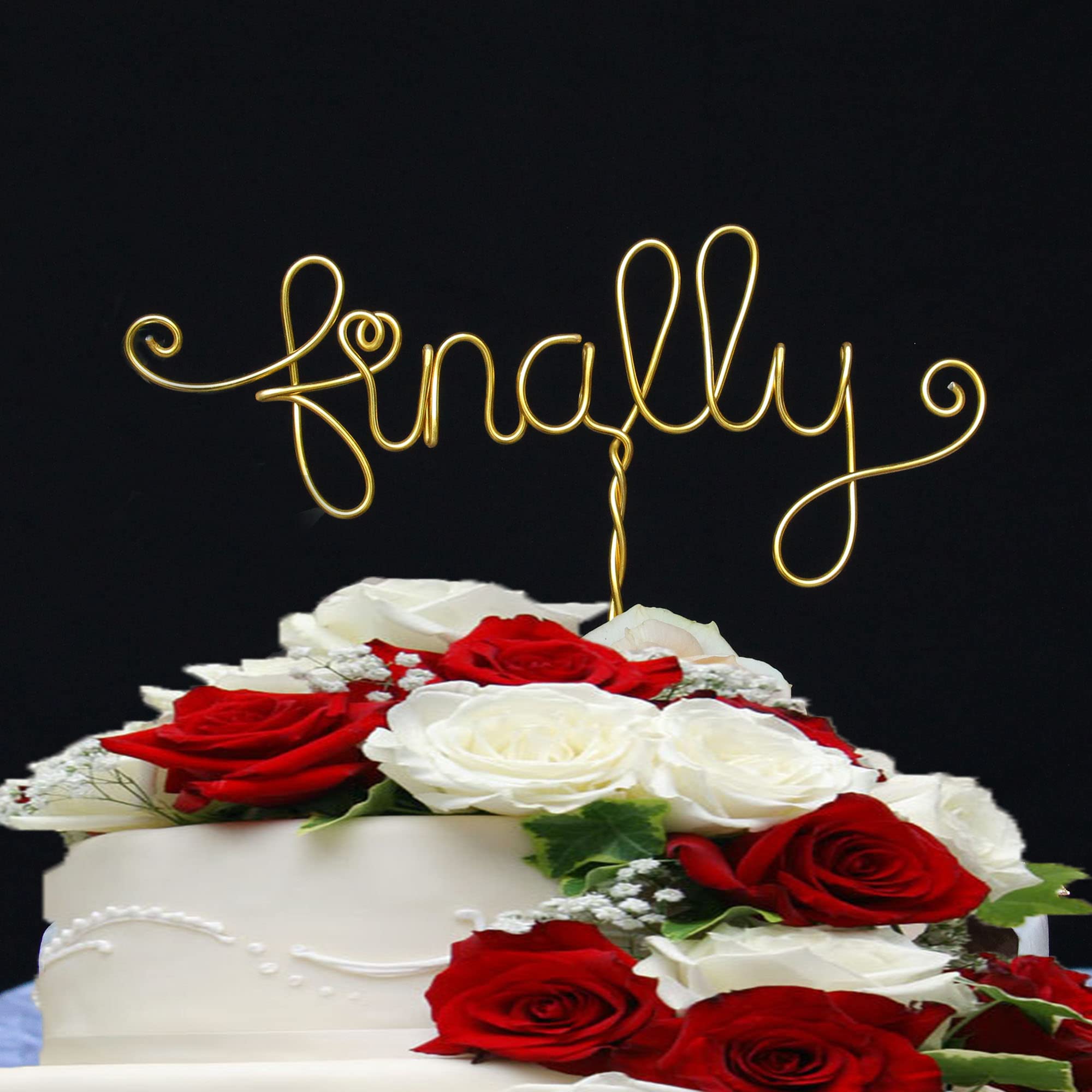 Custom Wedding Cake Topper - Elegant Wire Cake Topper for Weddings, Engagements & Bridal Showers | Personalized Cake Decoration for Postponed Weddings | Perfect for Anniversary Cakes & Romantic Celebrations