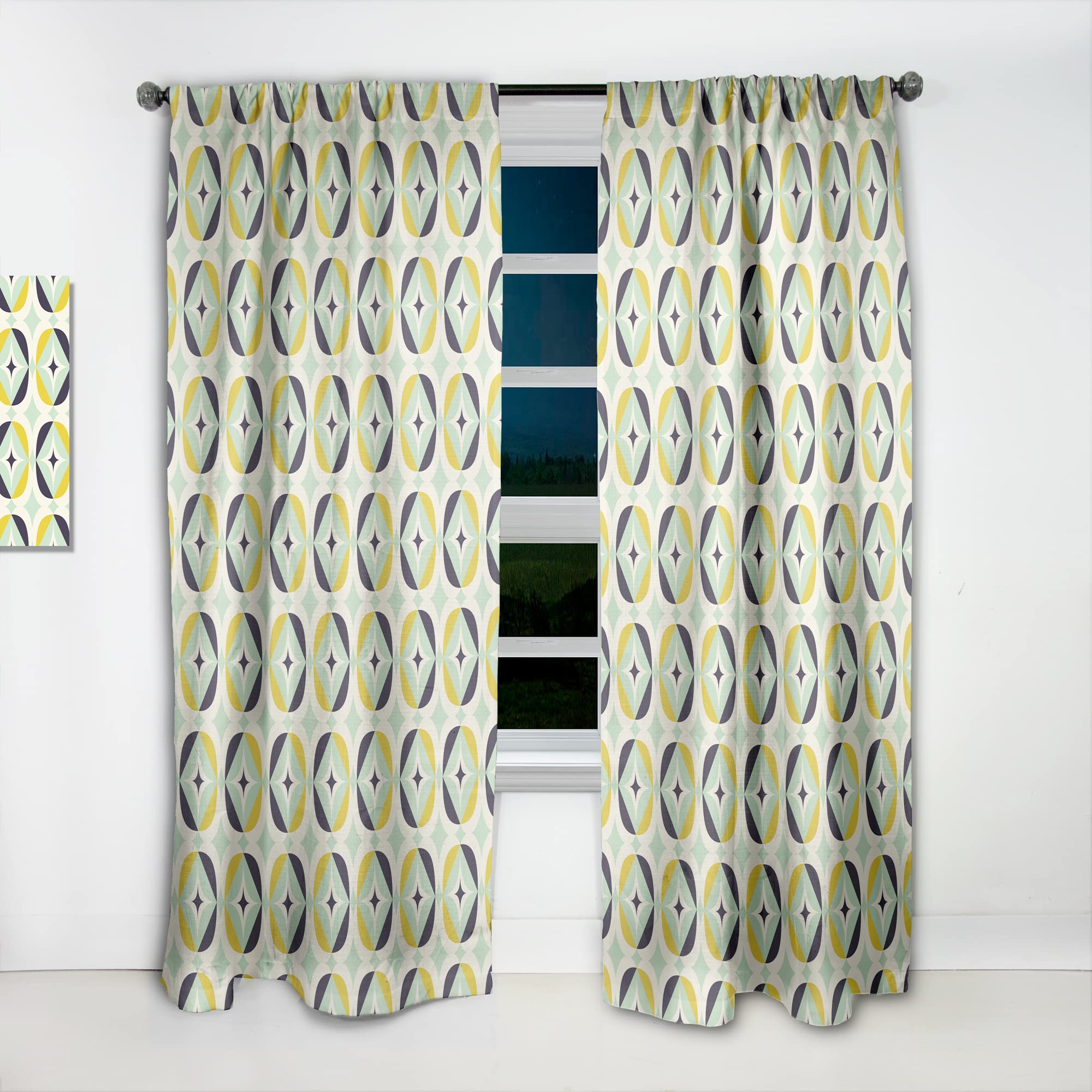 DesignQ Diamond Retro V Thermal Insulated Curtains - Single Panel 52x90 Inches - Blackout Drapes for Bedroom & Living Room - Perfect for Home Decor, Privacy & Temperature Control