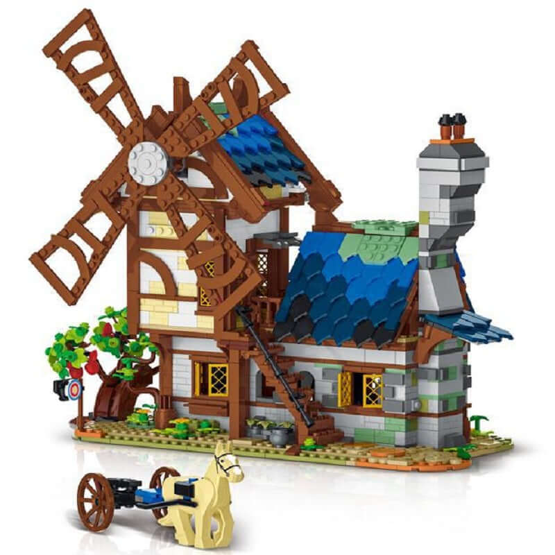 URGE 50103 Medieval Town Windmill Building Set - 1825 Piece Castle MOC Kit for Adults & Teens - Perfect for Medieval Decor, Collectors & DIY Enthusiasts