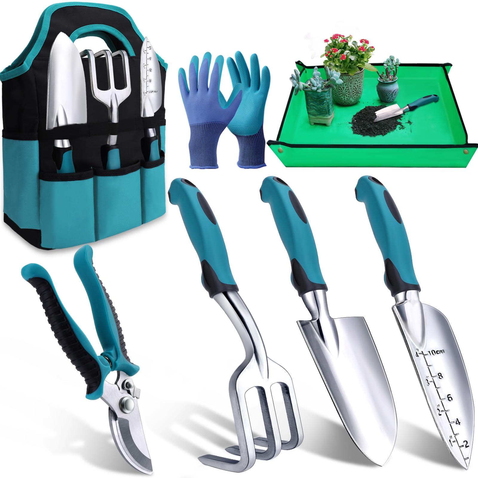 Kynup 7-Piece Stainless Steel Gardening Tools Set - Rust-Proof Aluminum Alloy Hand Tools for Planting, Weeding & Pruning - Perfect Garden Gift for Home, Backyard & Outdoor Use