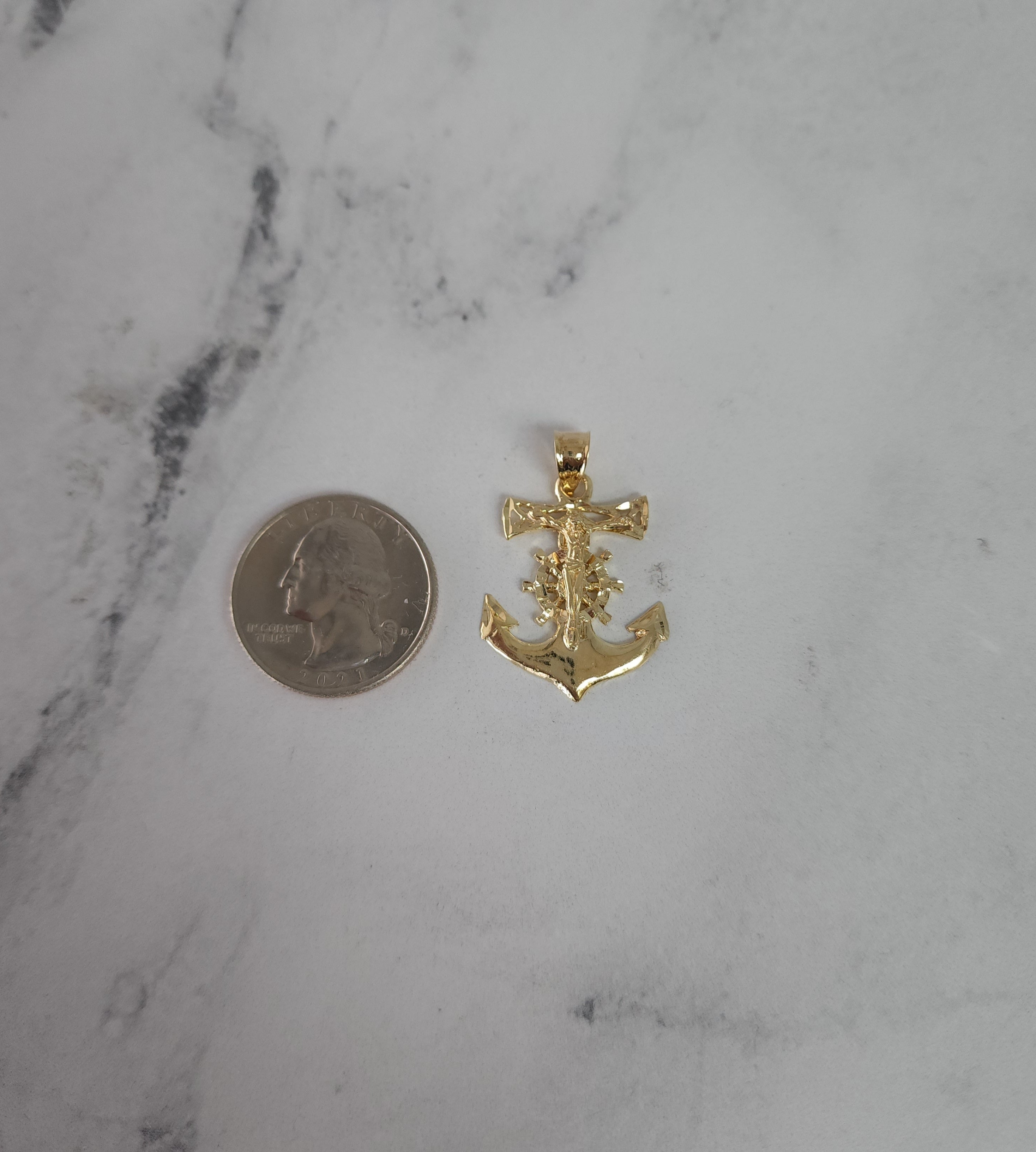 Stunning Nautical Style Crucifix Cross on Anchor Pendant with Diamond Cuts - Perfect for Beach Weddings, Baptisms & Ocean-Themed Jewelry Gifts