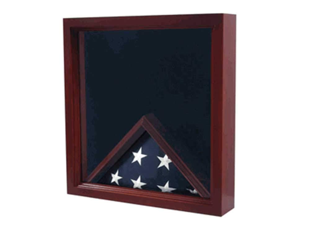 Premium American Flag Display Case with Military Medals - Wooden Casket Flag Holder for Veterans, Memorials & Home Decor